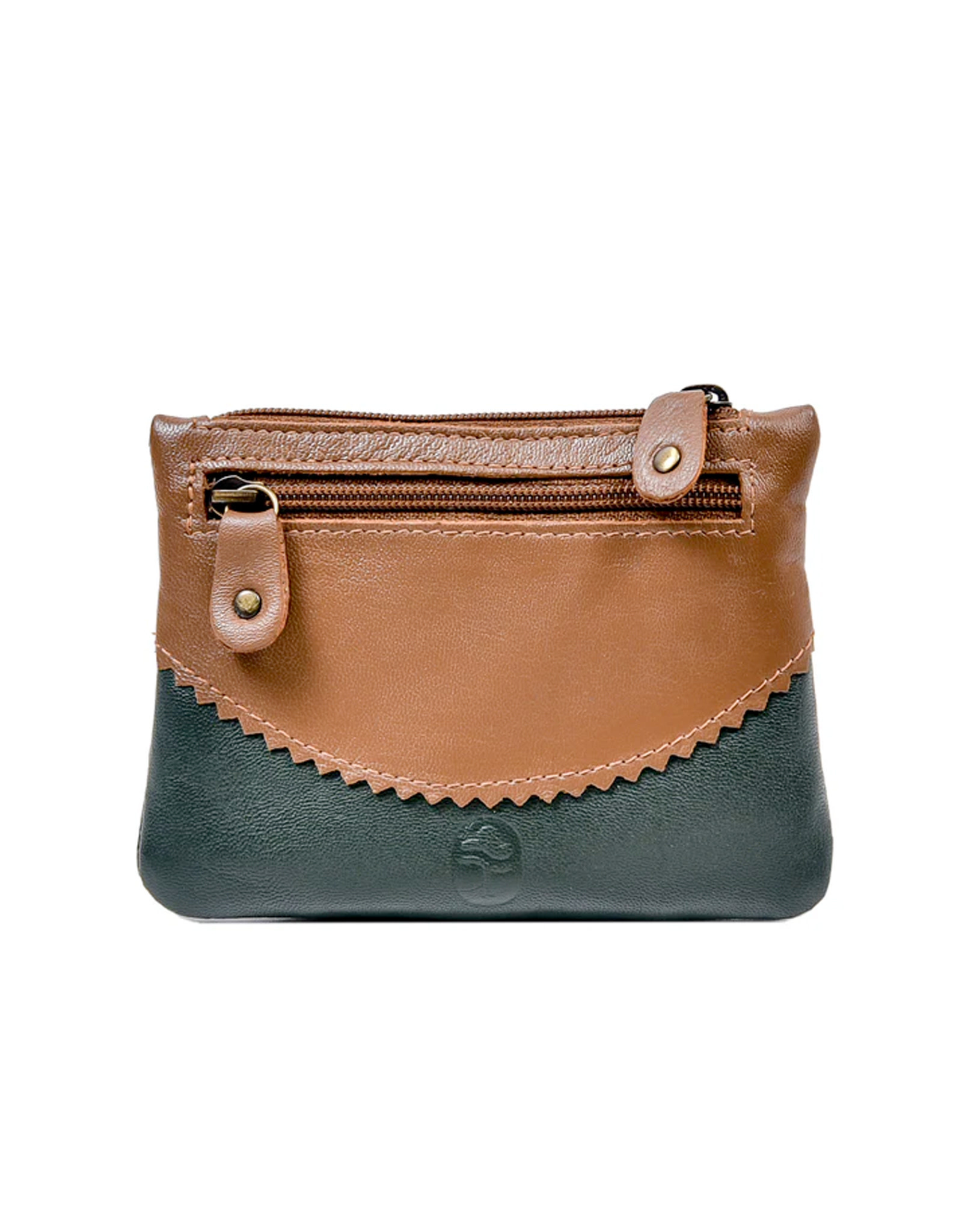 ACCESSORIES TINNAKEENLY THREE ZIP PURSE - Celtic Spiral Grn/Tan Leather