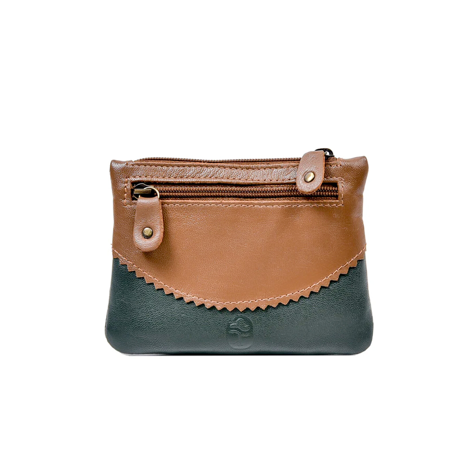 ACCESSORIES TINNAKEENLY THREE ZIP PURSE - Shamrock Grn/Tan Leather