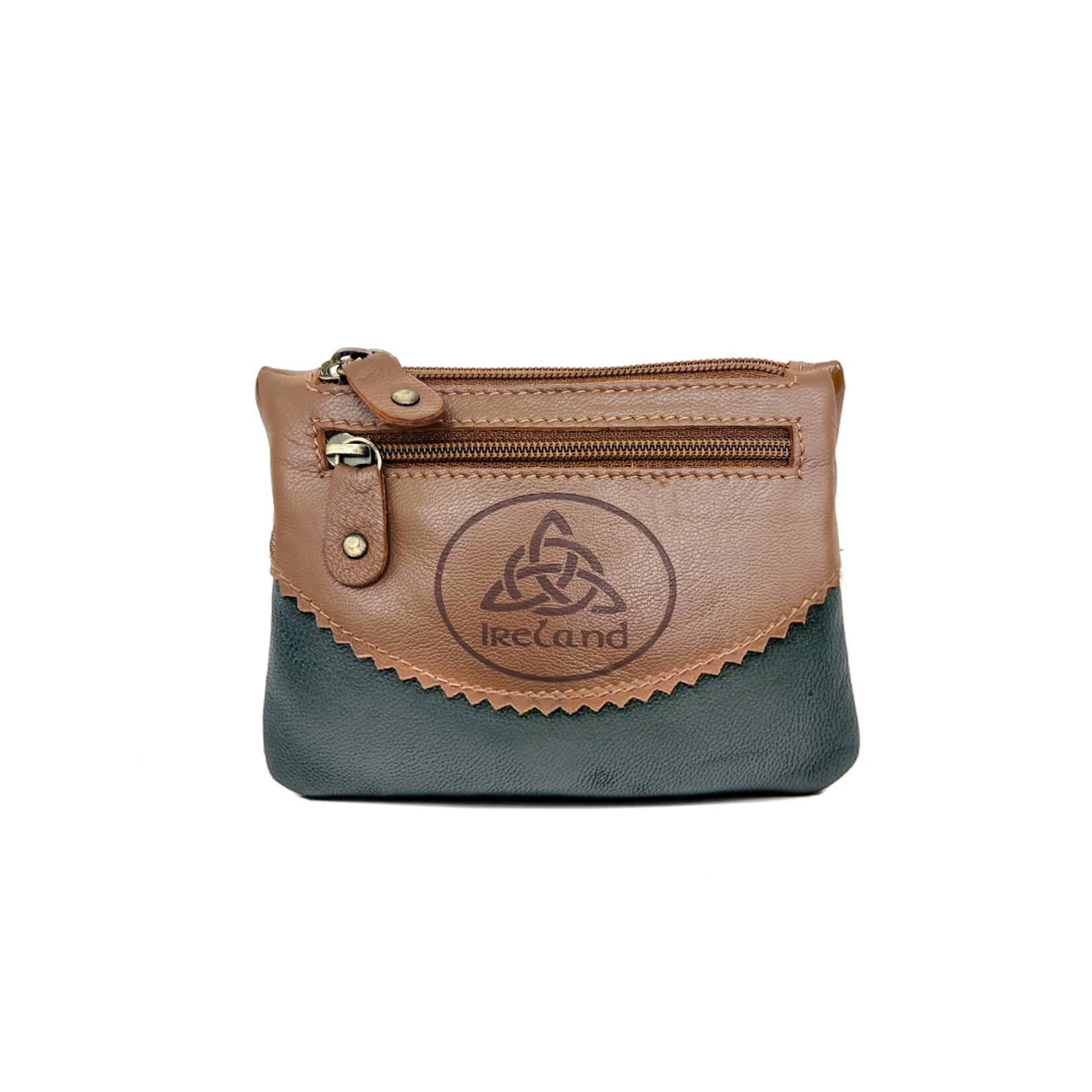 ACCESSORIES TINNAKEENLY THREE ZIP PURSE - Trinity Grn/Tan Leather