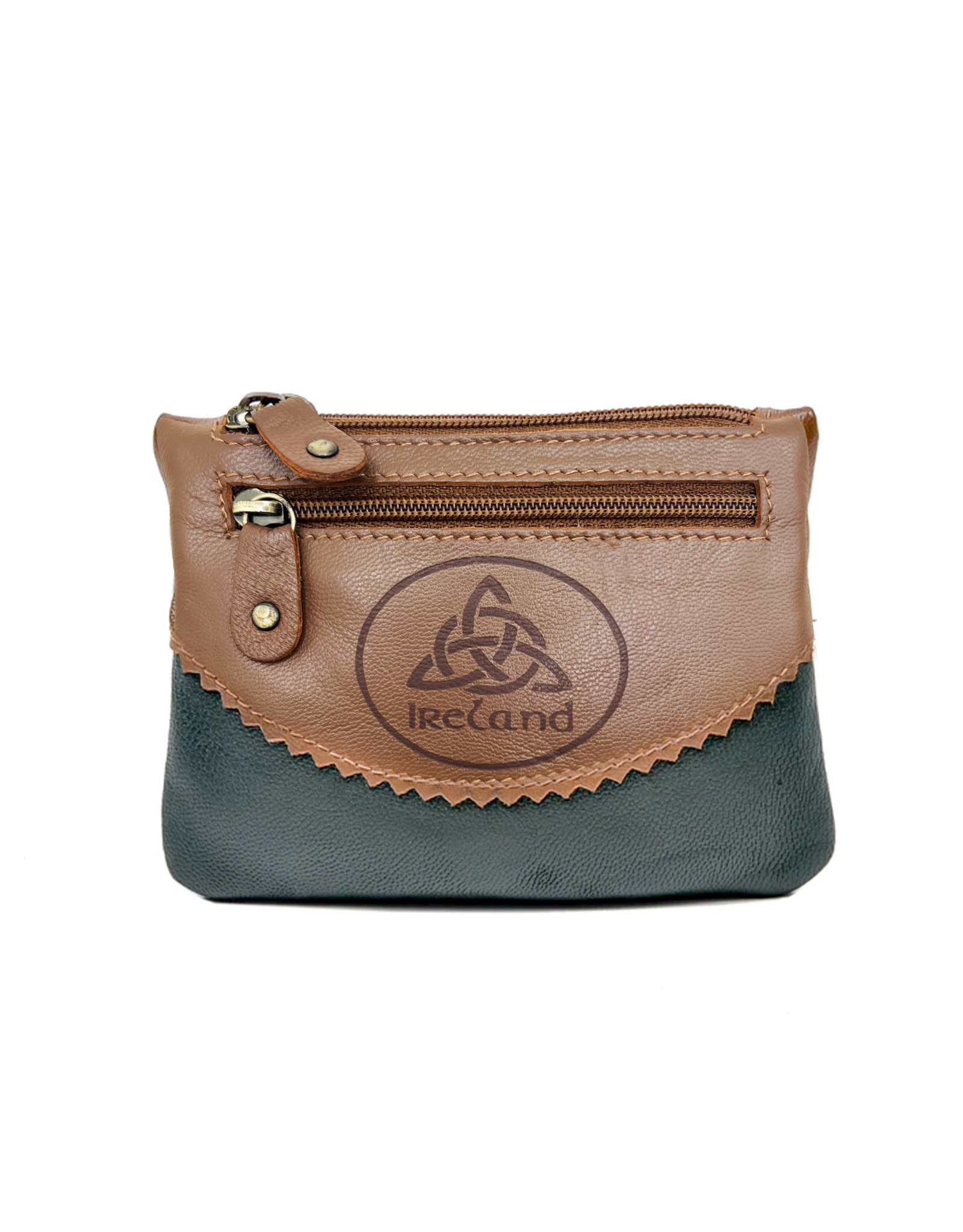 ACCESSORIES TINNAKEENLY THREE ZIP PURSE - Trinity Grn/Tan Leather