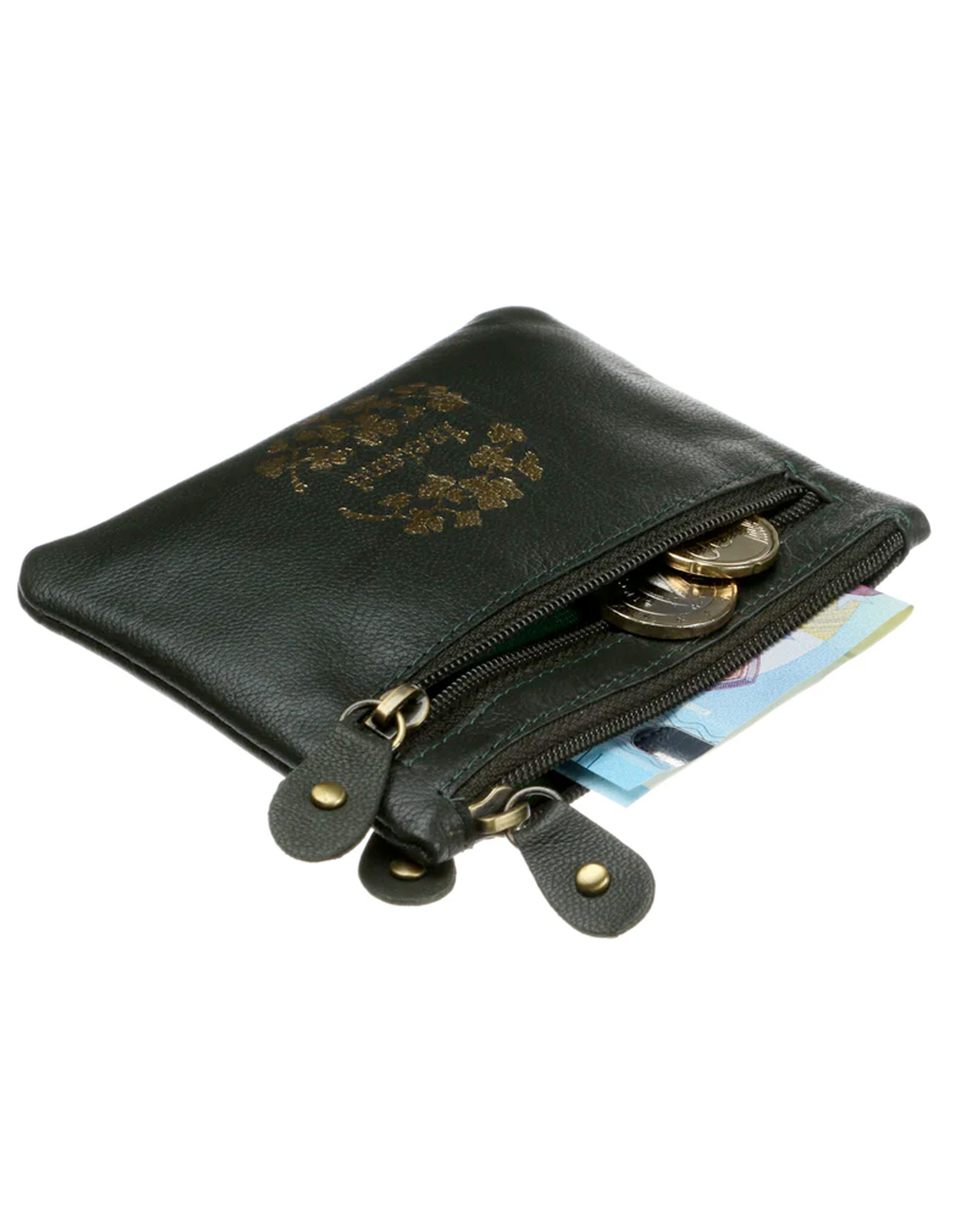 ACCESSORIES TINNAKEENLY THREE ZIP PURSE - Ireland Grn/Gold Leather