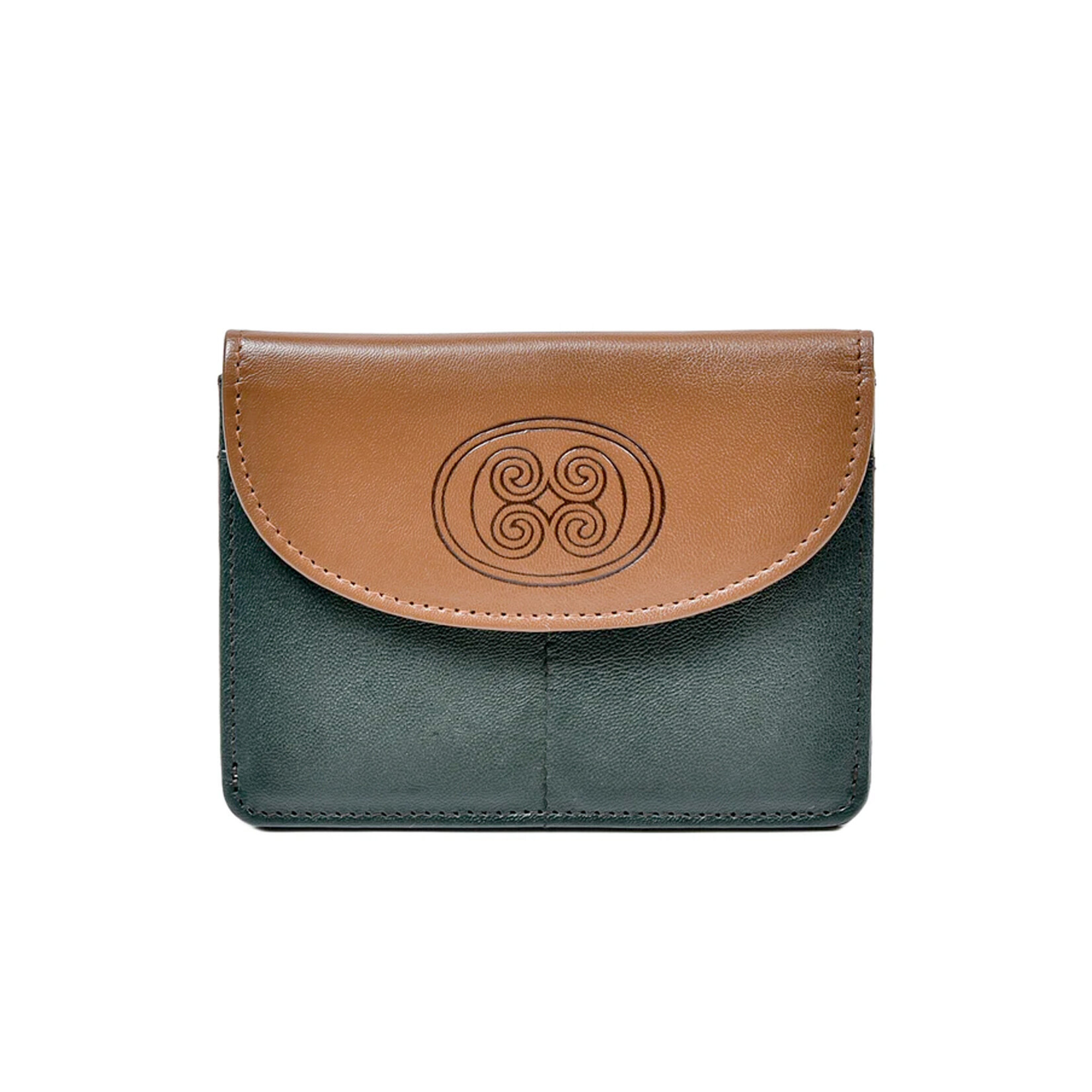 ACCESSORIES TINNAKEENLY BACK ZIP PURSE - Celtic Spiral Grn/Tan Leather
