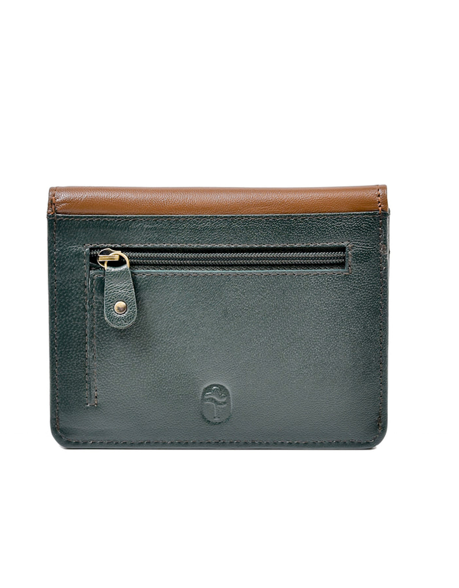 ACCESSORIES TINNAKEENLY BACK ZIP PURSE - Celtic Spiral Grn/Tan Leather
