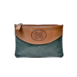 ACCESSORIES TINNAKEENLY TOP ZIP PURSE - Celtic Spiral Grn/Tan Leather