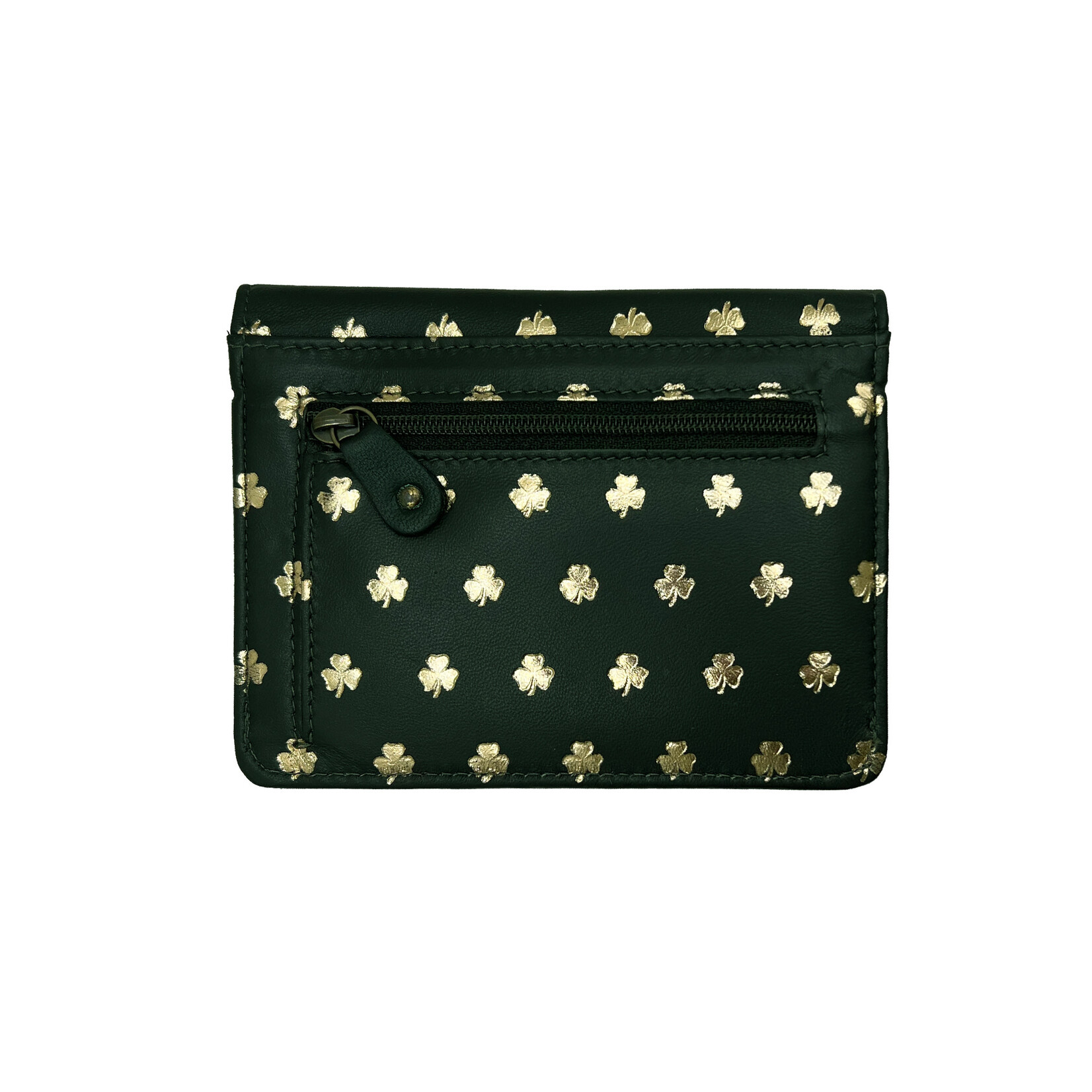 ACCESSORIES TINNAKEENLY BACK ZIP PURSE - Shamrock Grn/Gold Leather
