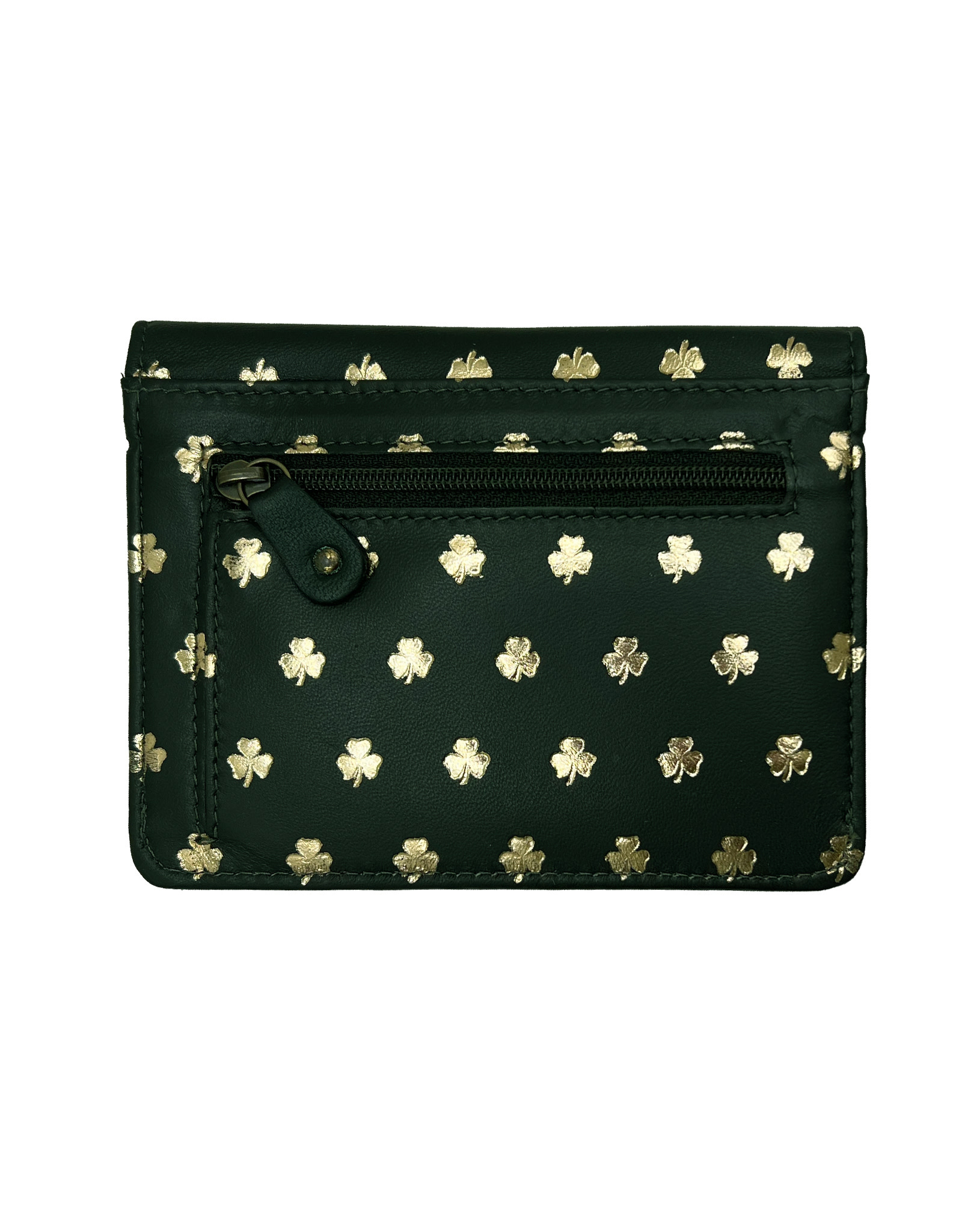 ACCESSORIES TINNAKEENLY BACK ZIP PURSE - Shamrock Grn/Gold Leather
