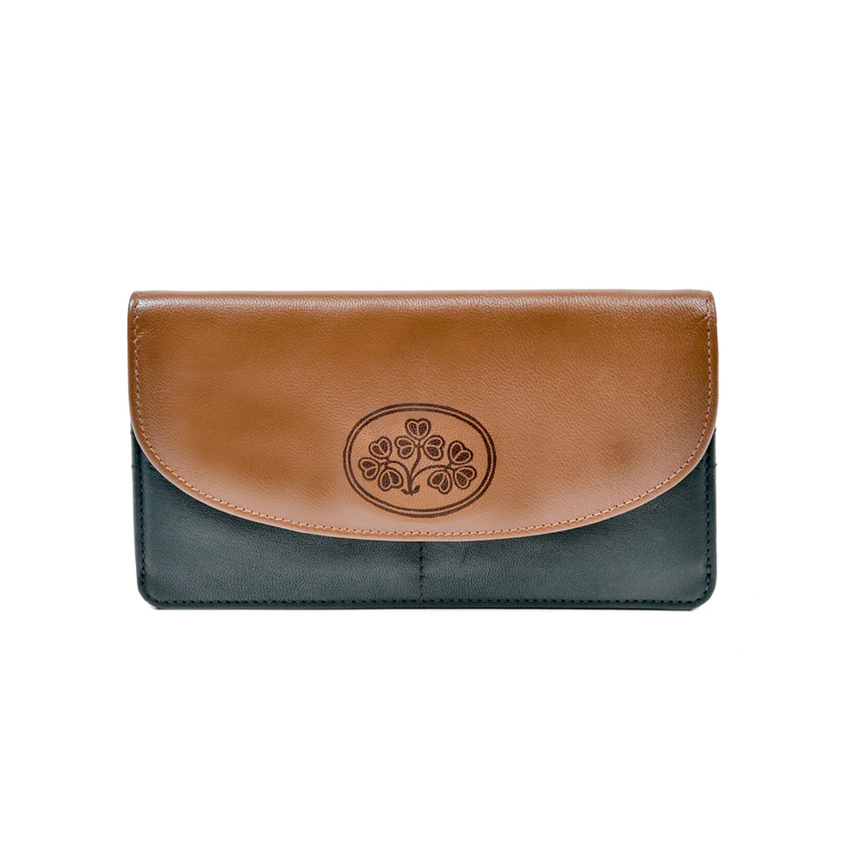 ACCESSORIES TINNAKEENLY BACK ZIP PURSE LRG - Shamrock Grn/Tan Leather