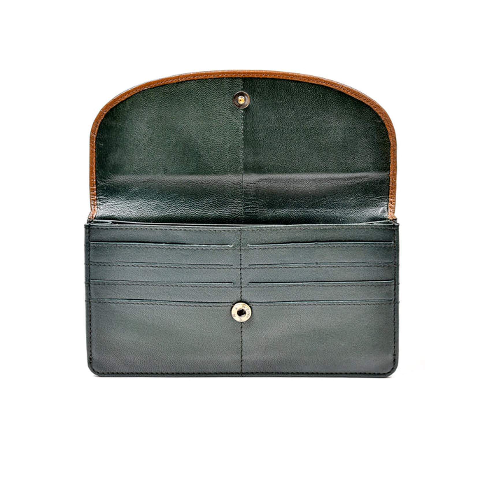 ACCESSORIES TINNAKEENLY BACK ZIP PURSE LRG - Shamrock Grn/Tan Leather