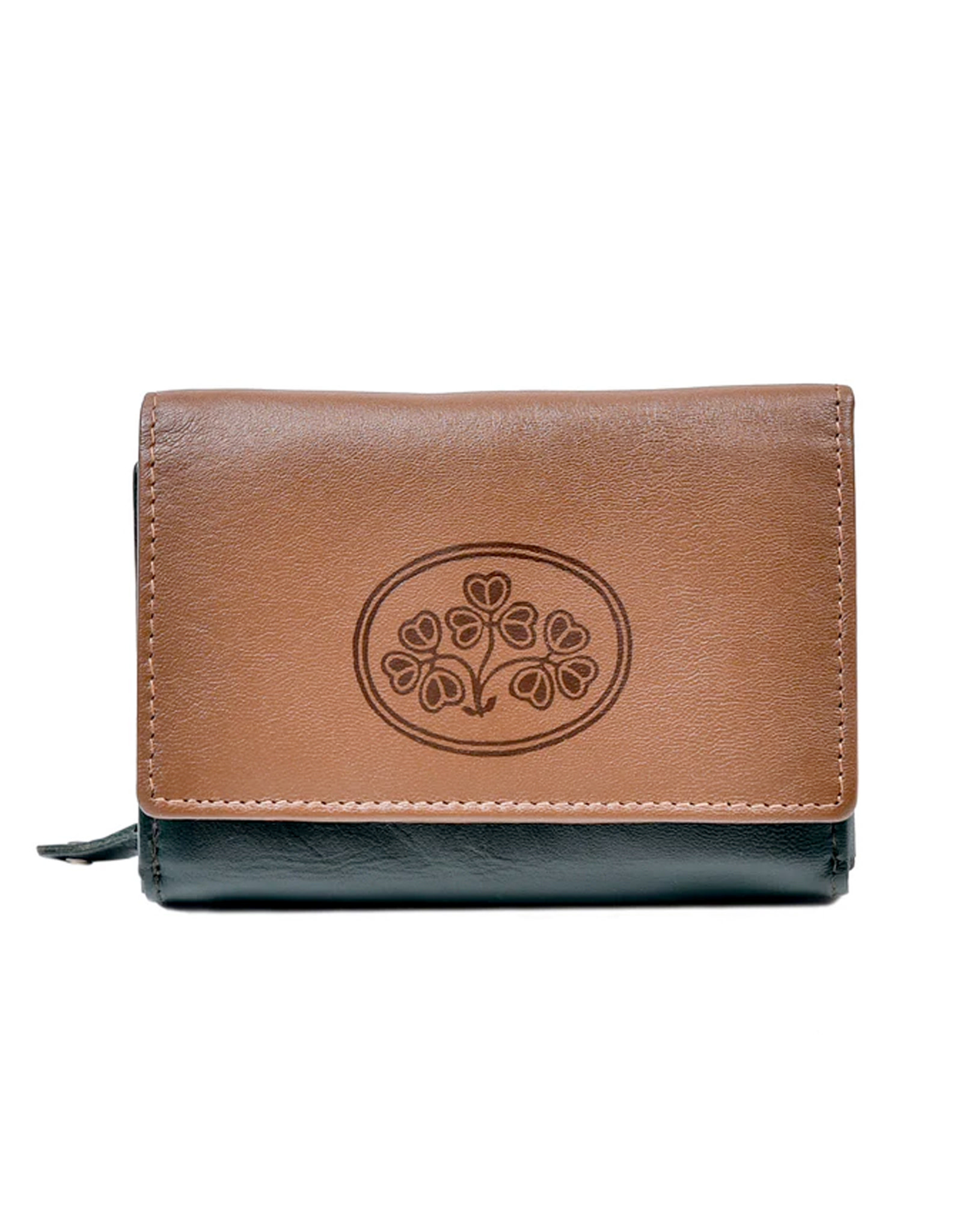 TINNAKEENLY LADIES WALLET PURSE Shamrock Grn Tan Leather
