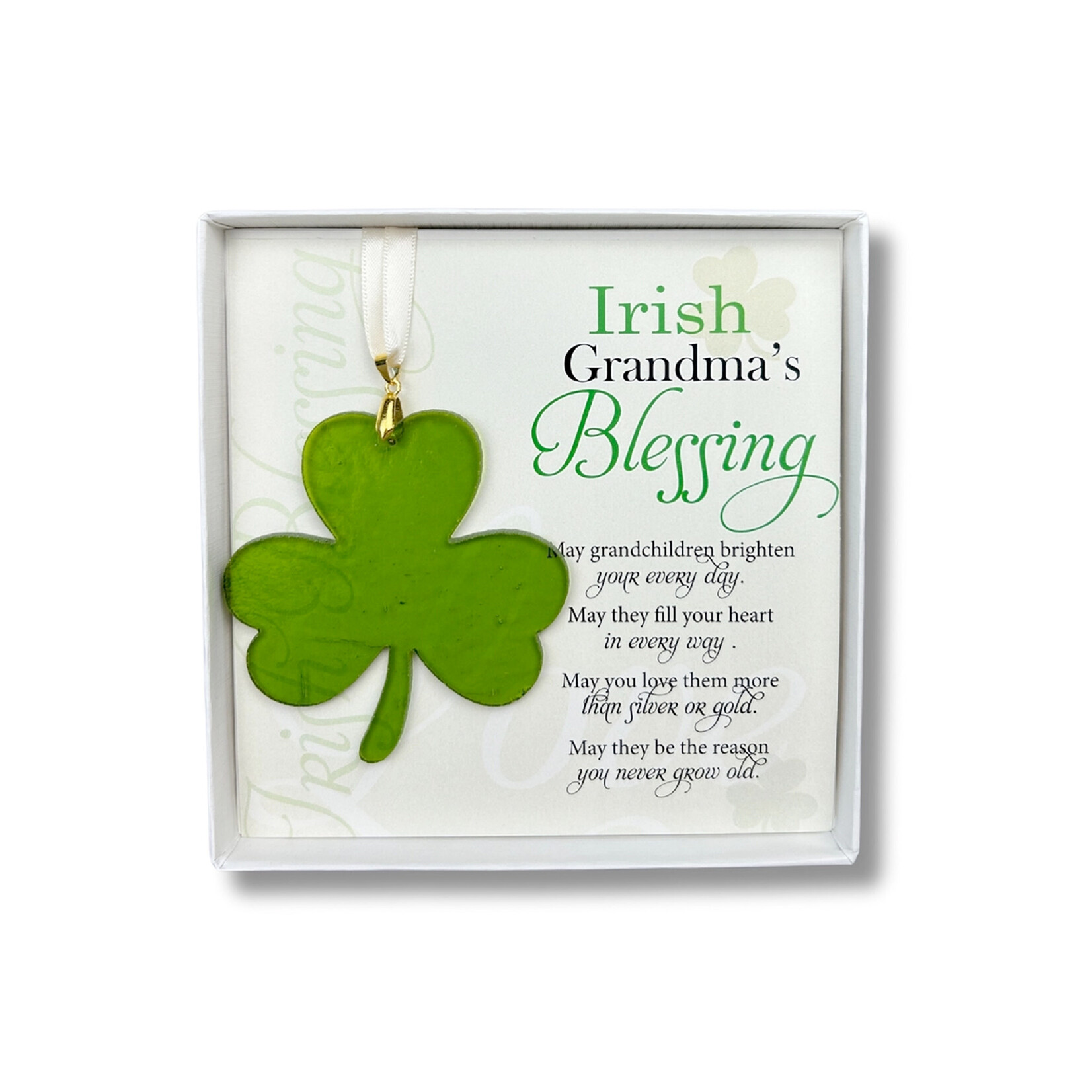 DECOR STAINED GLASS SHAMROCK - Grandma Blessing