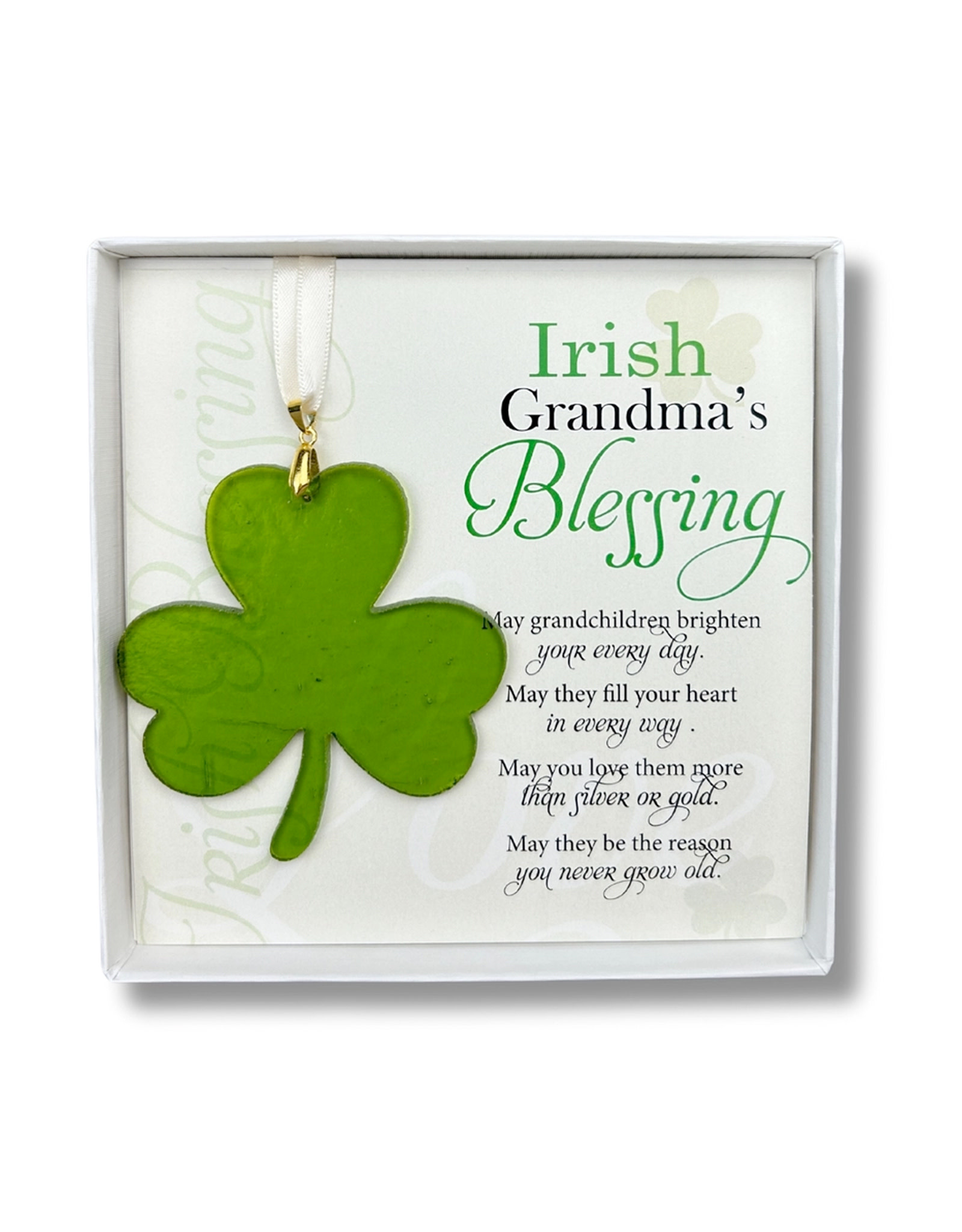 DECOR STAINED GLASS SHAMROCK - Grandma Blessing