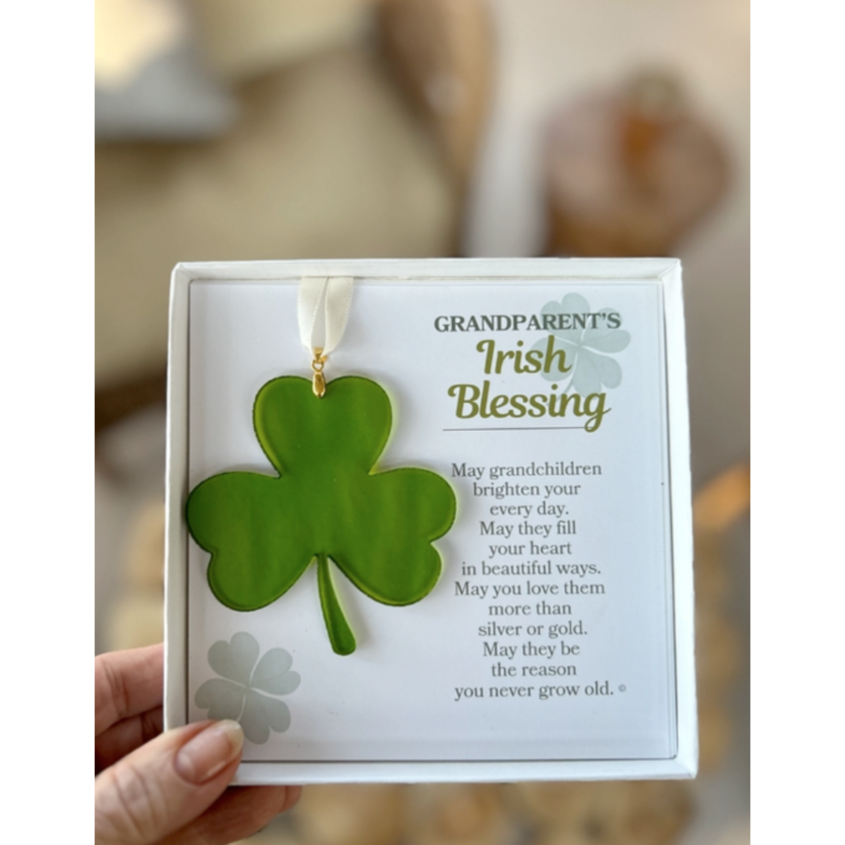 DECOR STAINED GLASS SHAMROCK - Grandparents Blessing