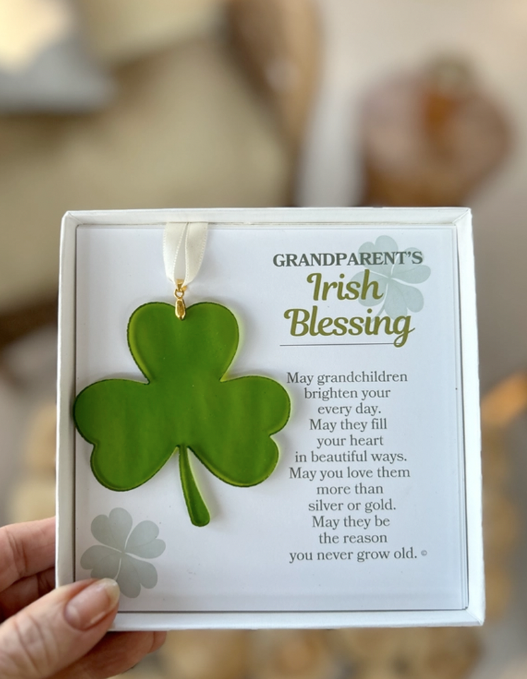 DECOR STAINED GLASS SHAMROCK - Grandparents Blessing