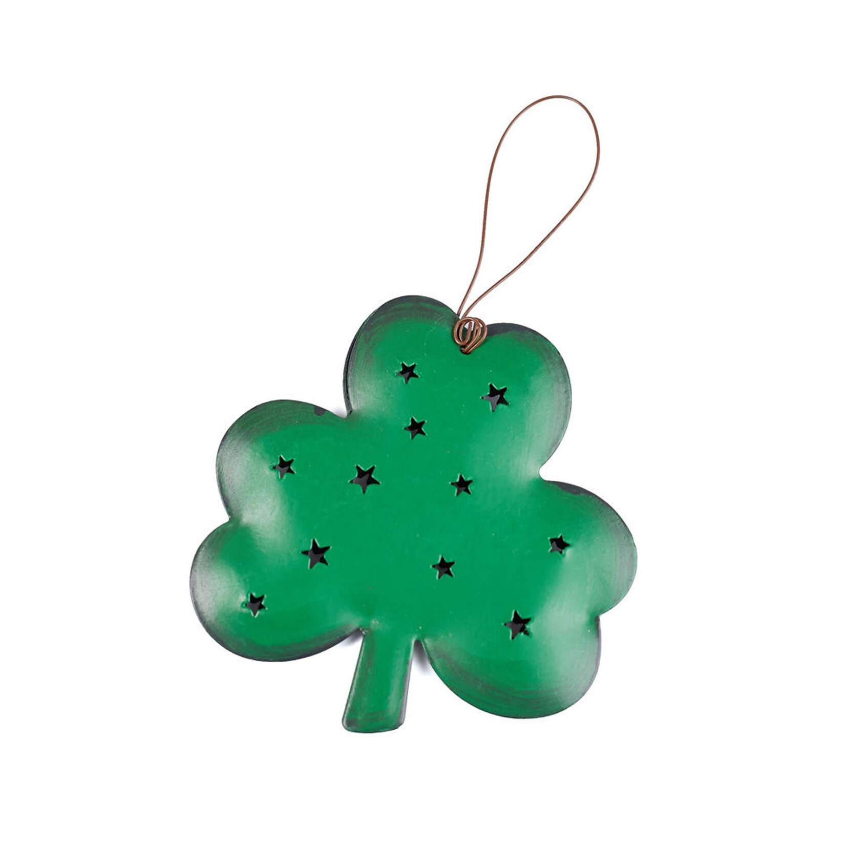 ORNAMENTS RUSTIC TIN SHAMROCK ORNAMENT
