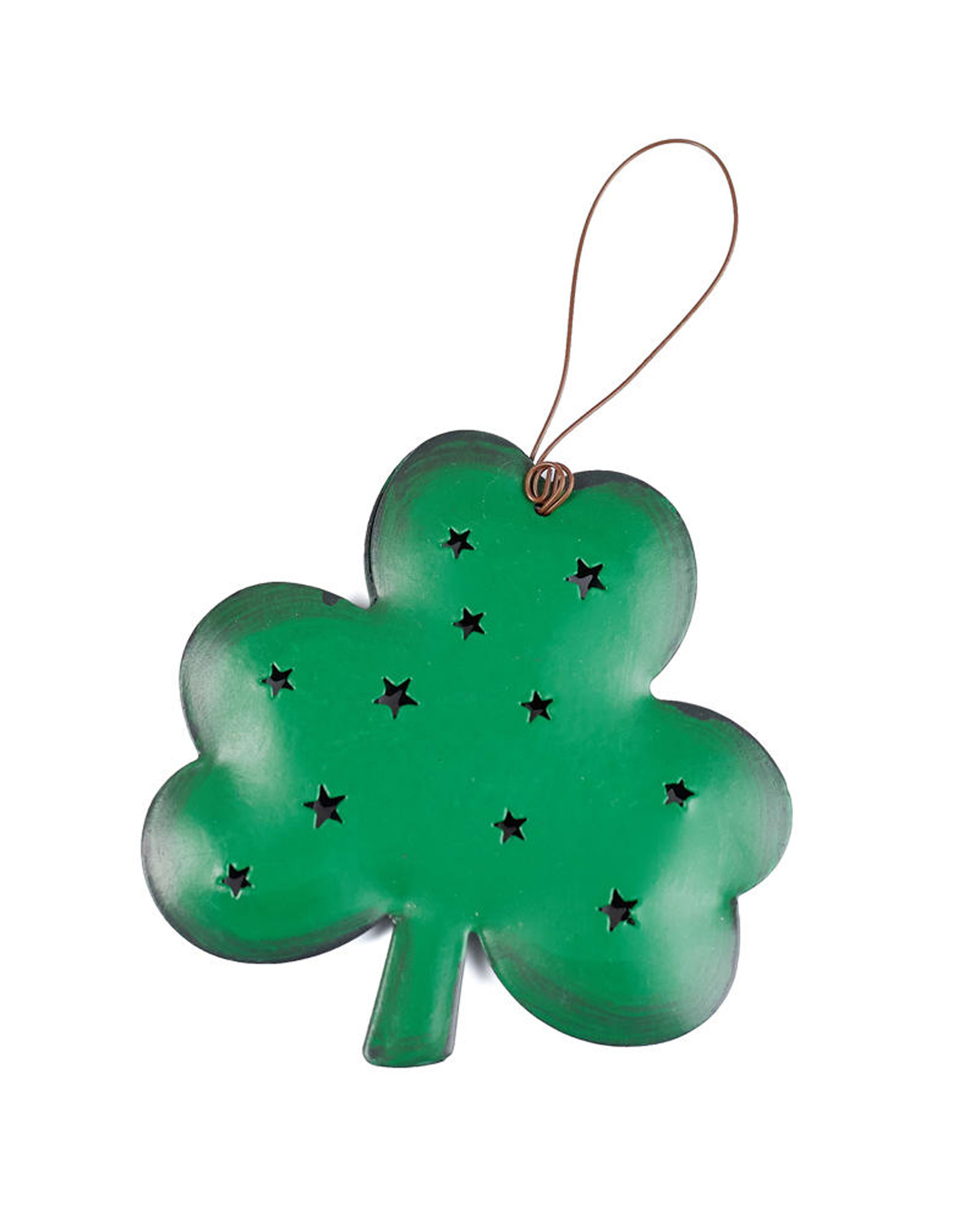 ORNAMENTS RUSTIC TIN SHAMROCK ORNAMENT