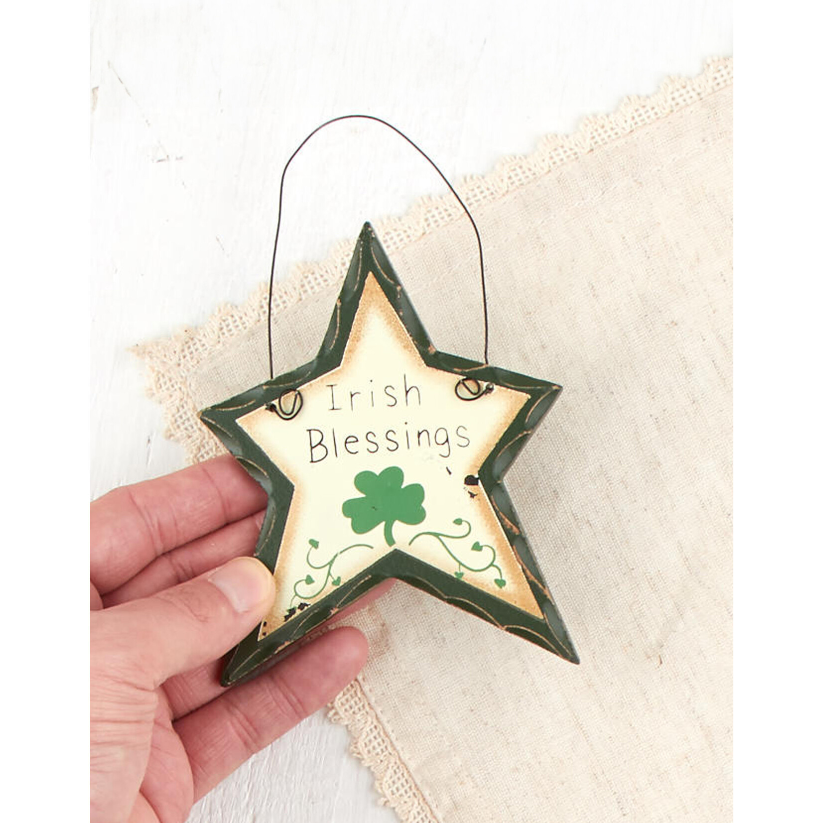 ORNAMENTS RUSTIC "IRISH BLESSING" STAR ORNAMENT