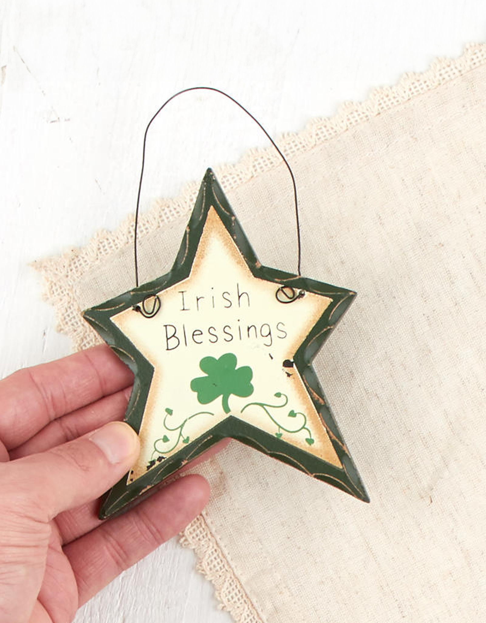 ORNAMENTS RUSTIC "IRISH BLESSING" STAR ORNAMENT