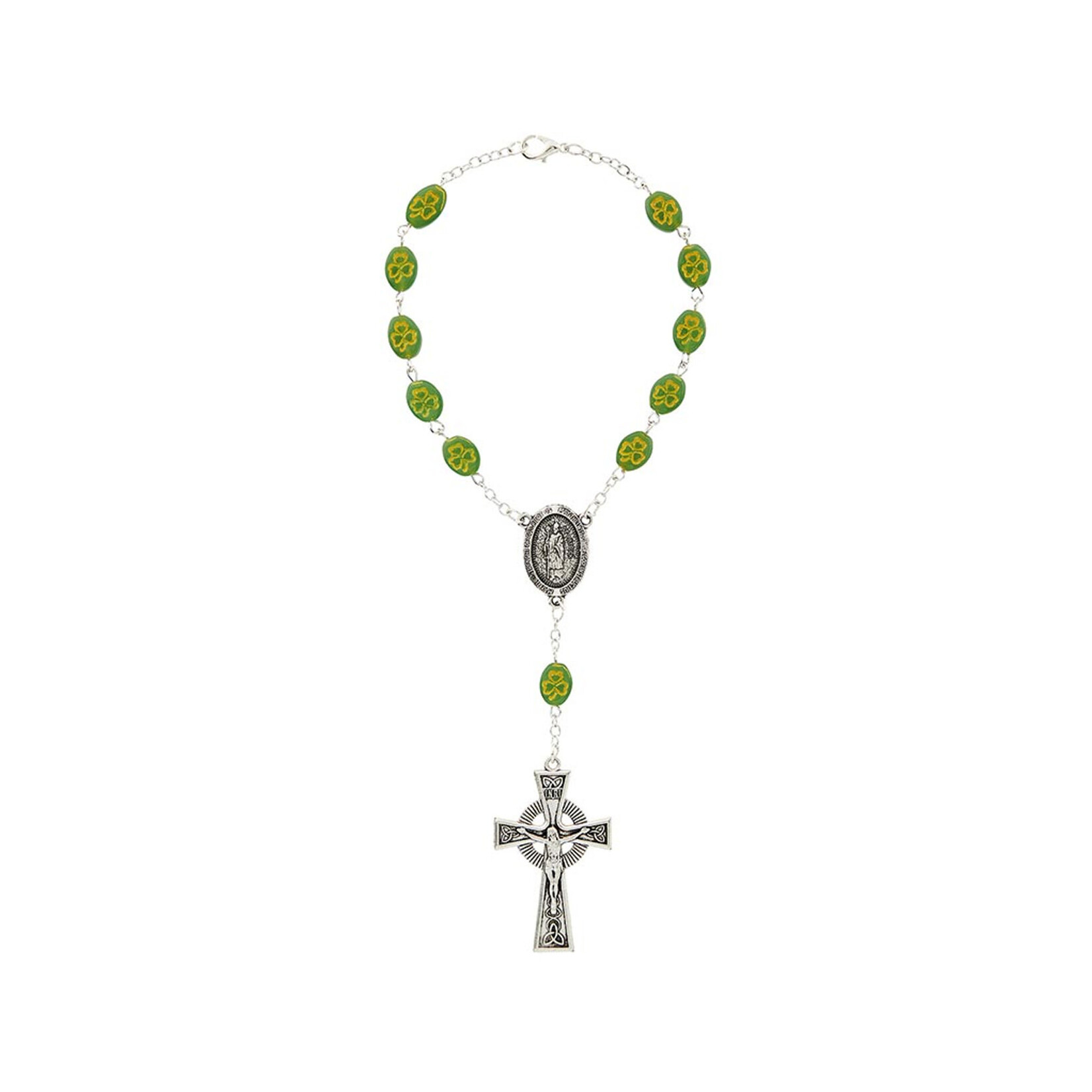 KEYCHAINS/CAR/ETC SHAMROCK CELTIC AUTO ROSARY BEADS