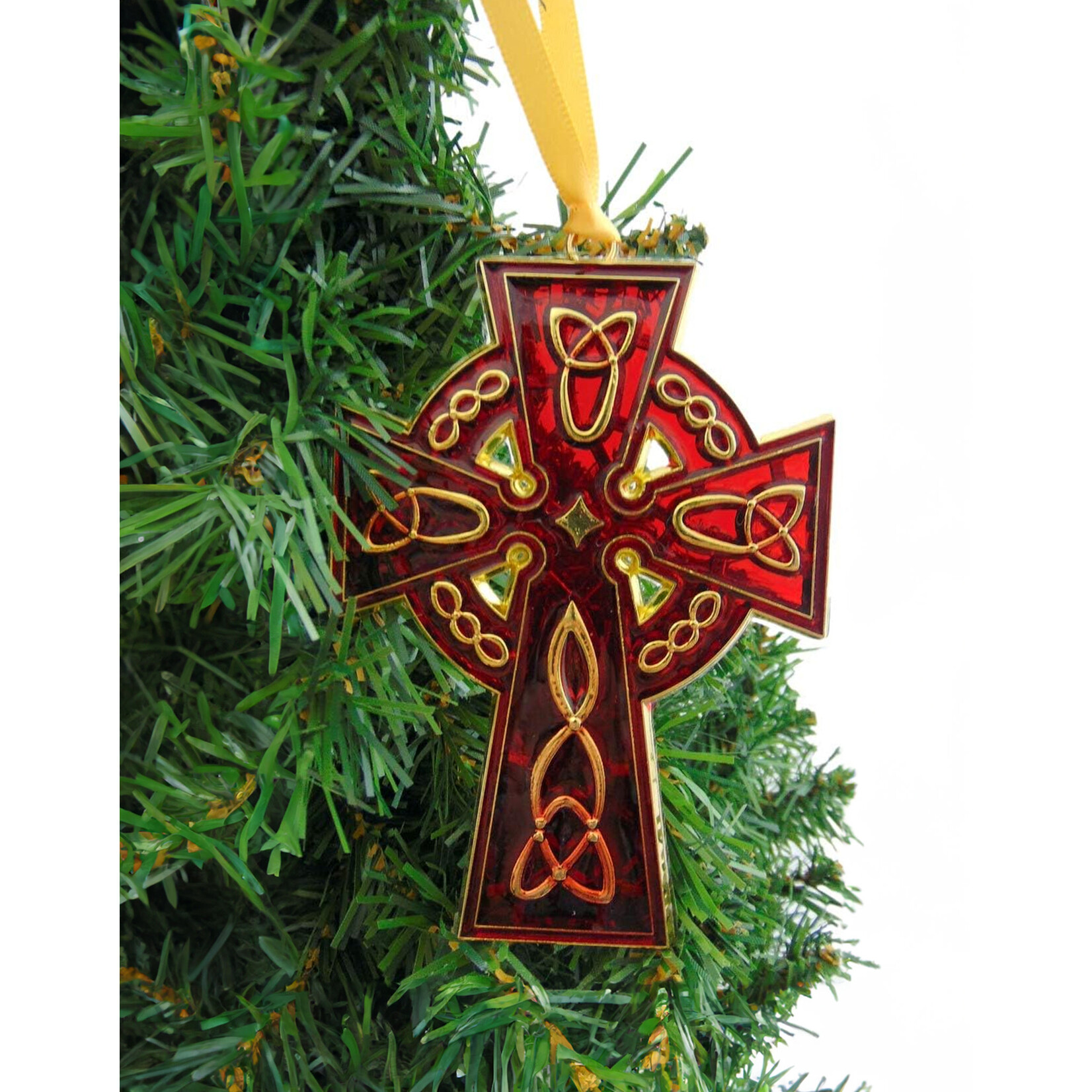 ORNAMENTS CELTIC CROSS SUNCATCHER ORNAMENT - Red