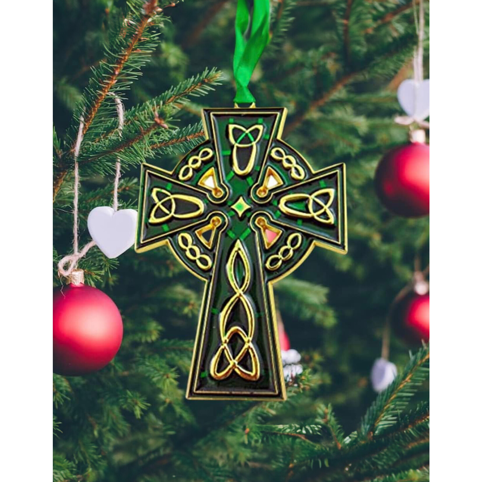 ORNAMENTS CELTIC CROSS SUNCATCHER ORNAMENT - Green