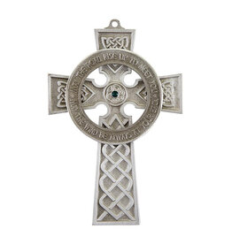 CELTIC CROSSES PEWTER CELTIC WALL CROSS w AUSTRIAN CRYSTAL