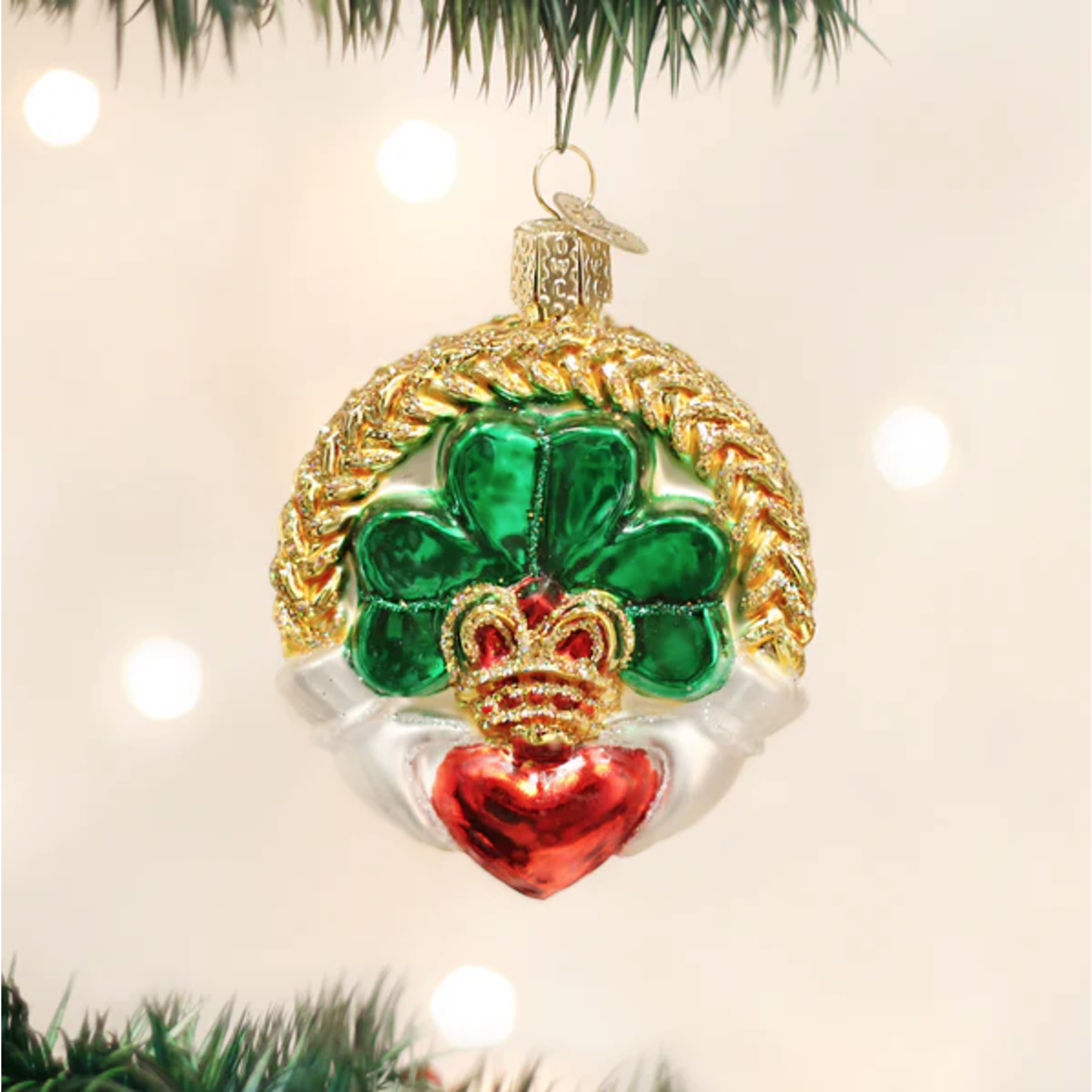 ORNAMENTS CLADDAGH GLASS CHRISTMAS ORNAMENT