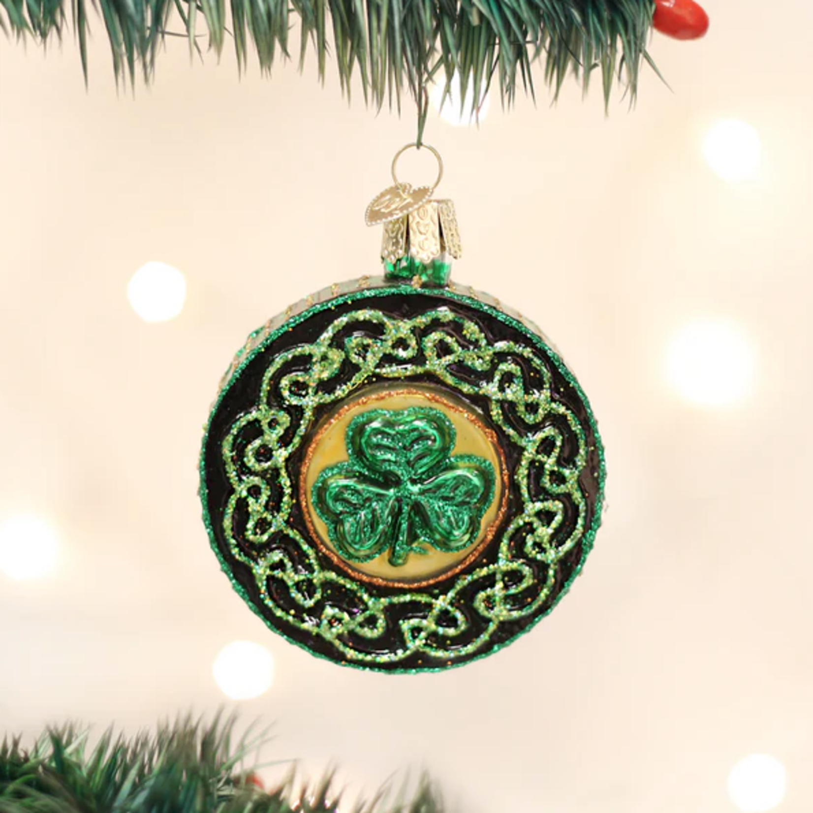 ORNAMENTS CELTIC BROOCH GLASS CHRISTMAS ORNAMENT