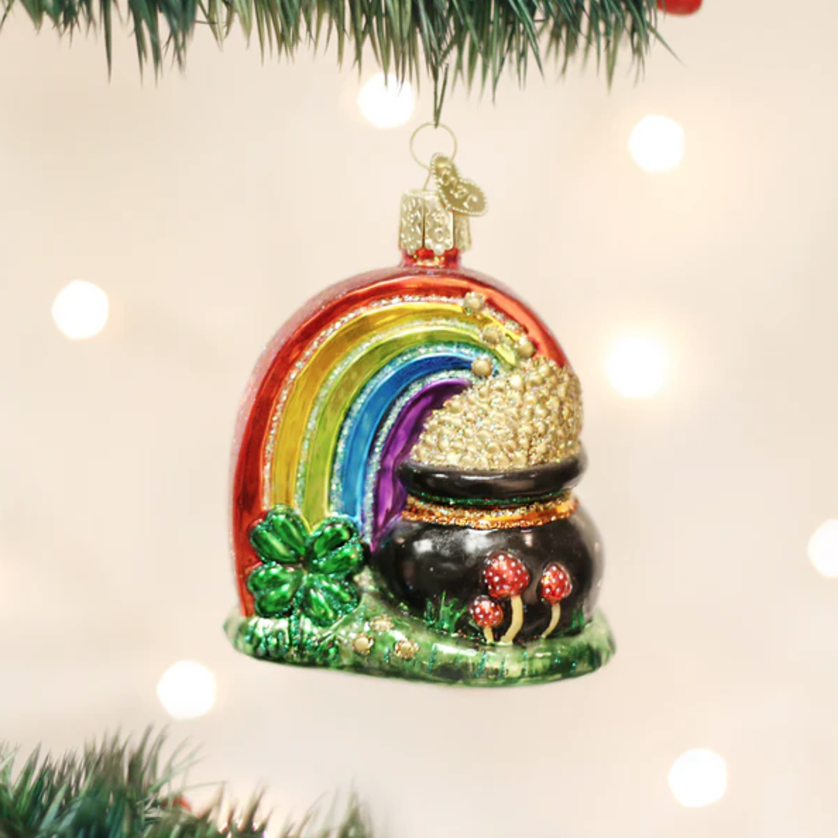 ORNAMENTS POT OF GOLD GLASS CHRISTMAS ORNAMENT