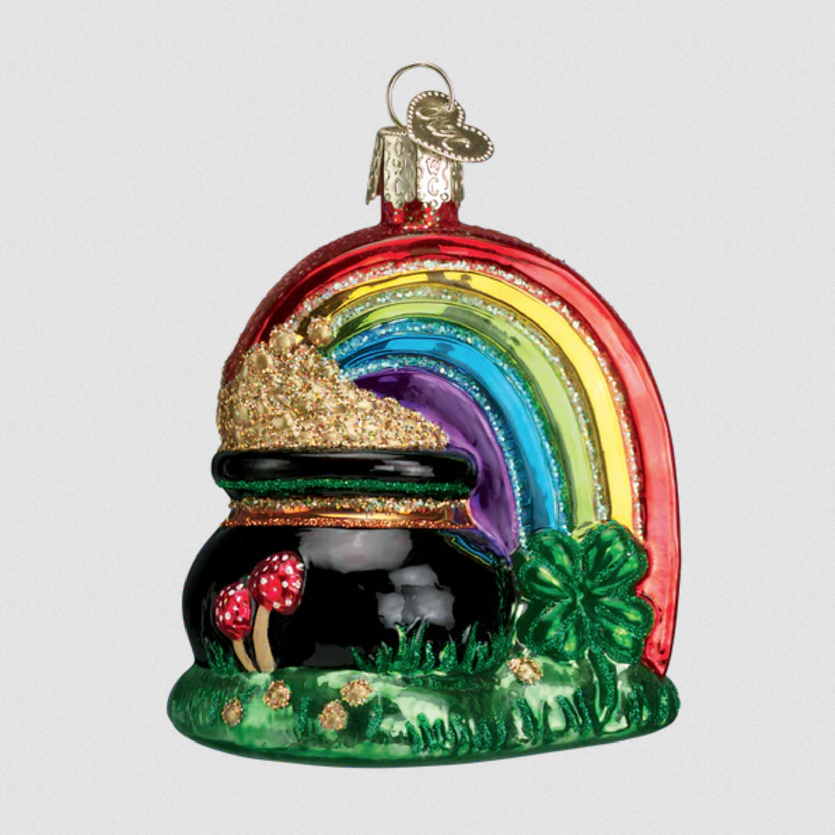 ORNAMENTS POT OF GOLD GLASS CHRISTMAS ORNAMENT