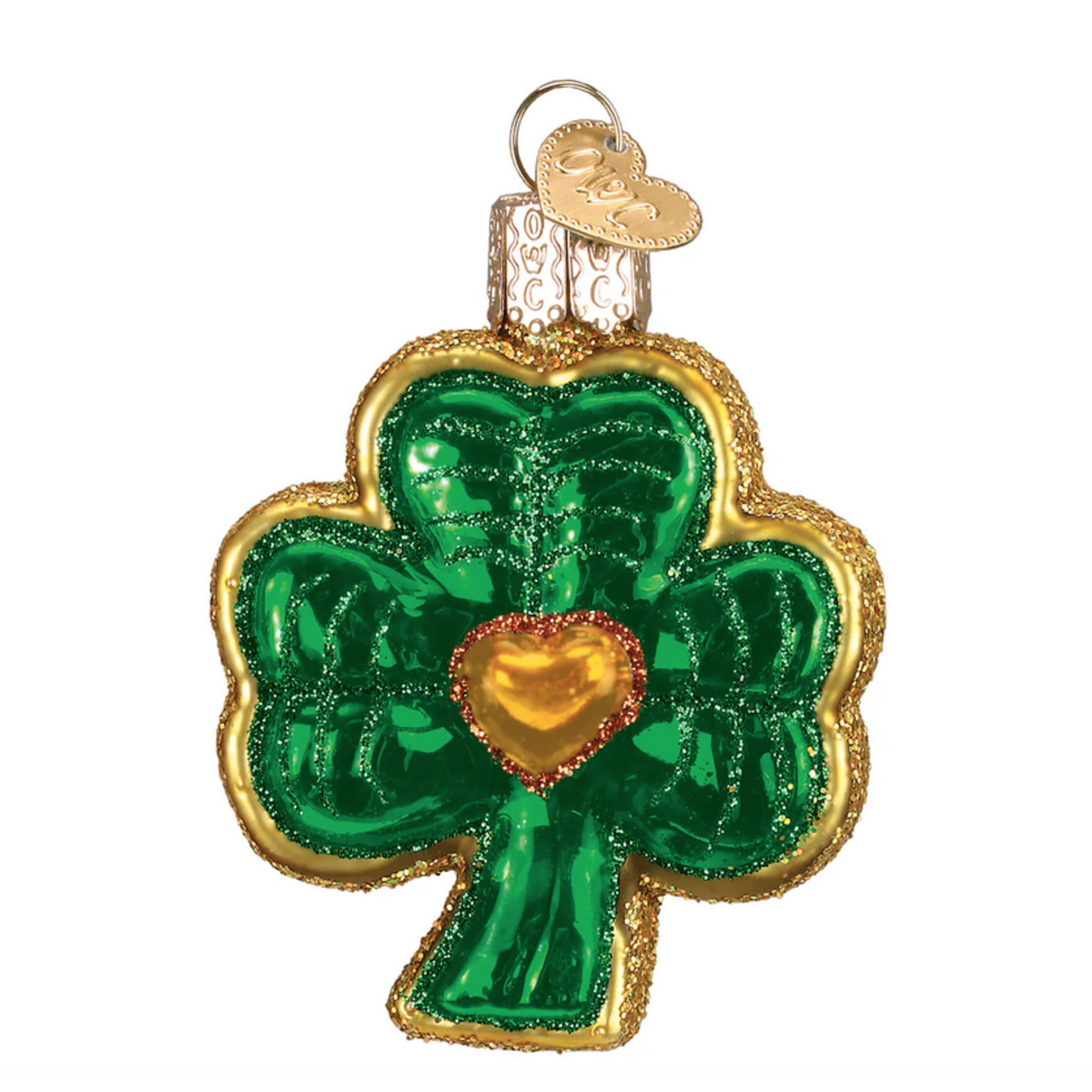 ORNAMENTS SHAMROCK GLASS CHRISTMAS ORNAMENT