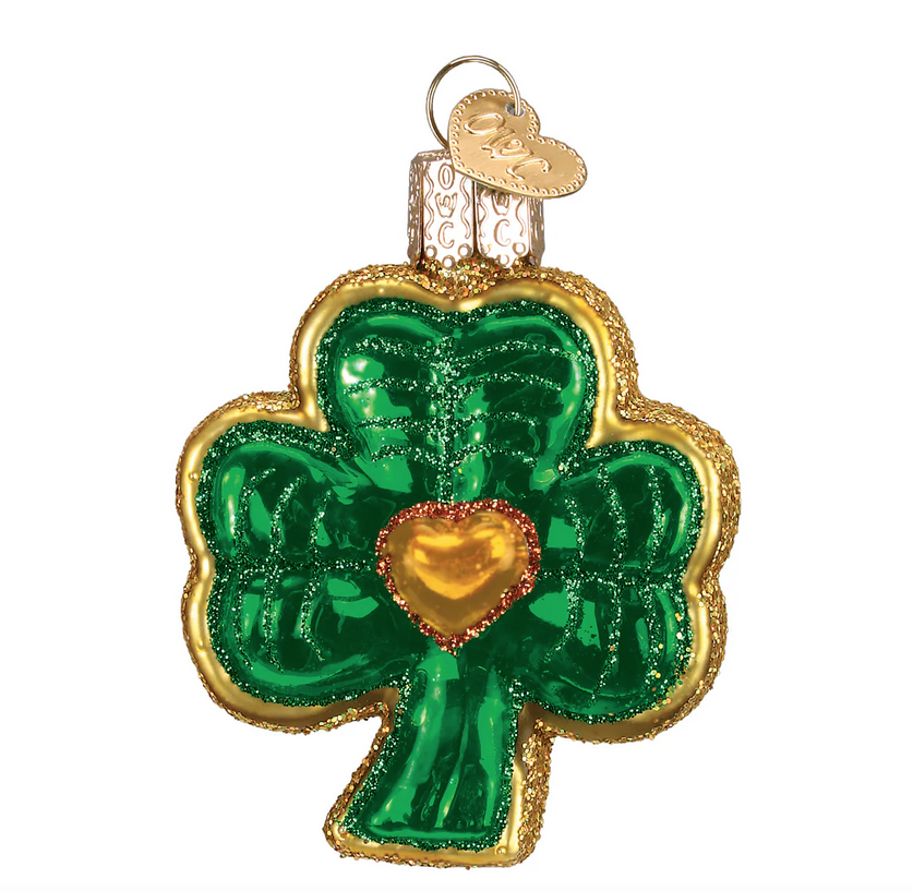 ORNAMENTS SHAMROCK GLASS CHRISTMAS ORNAMENT