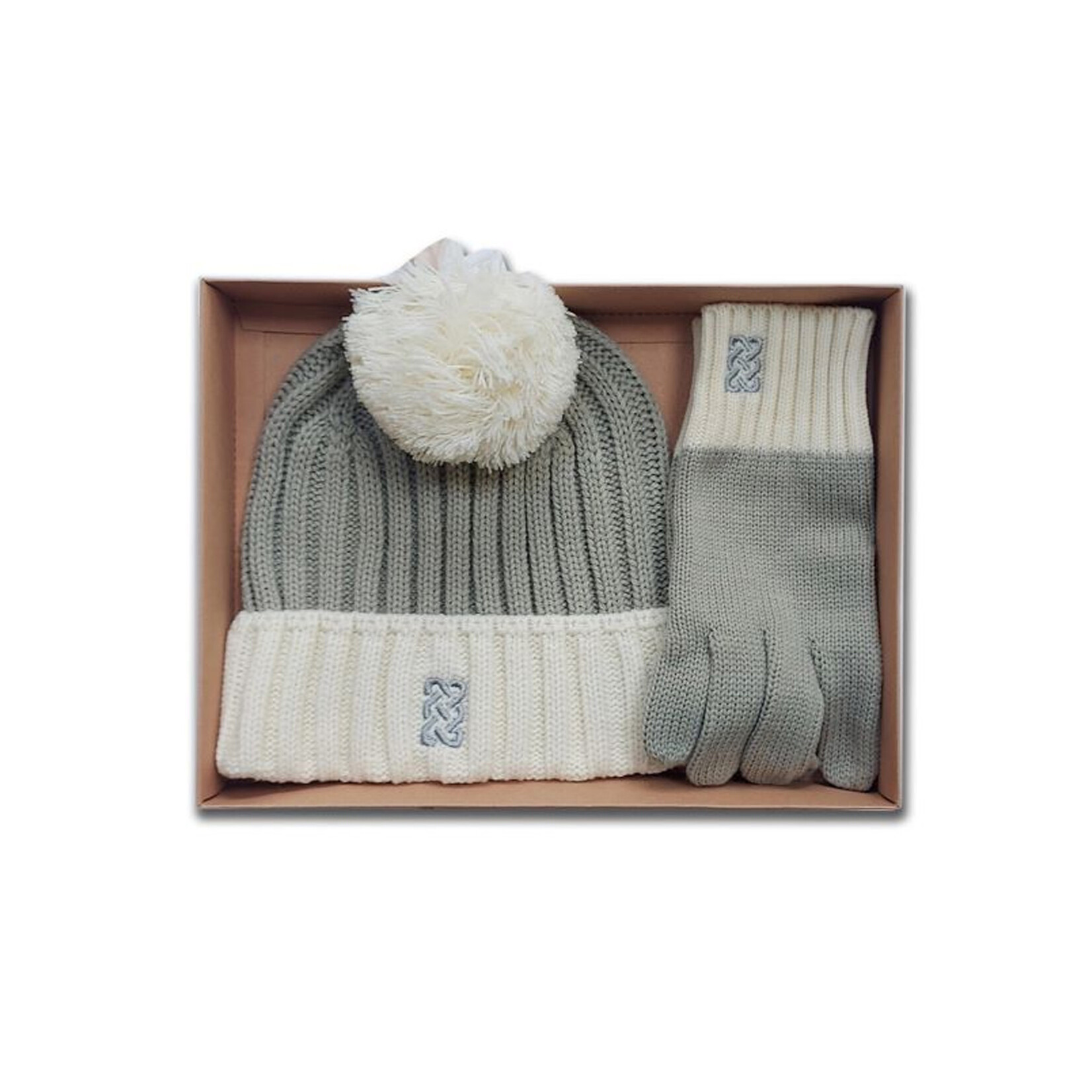 ACCESSORIES PF TAUPE/CREAM HAT & GLOVE SET