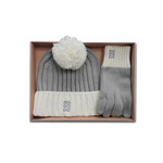 ACCESSORIES PF GREY/CREAM RIB KNIT HAT & GLOVE SET