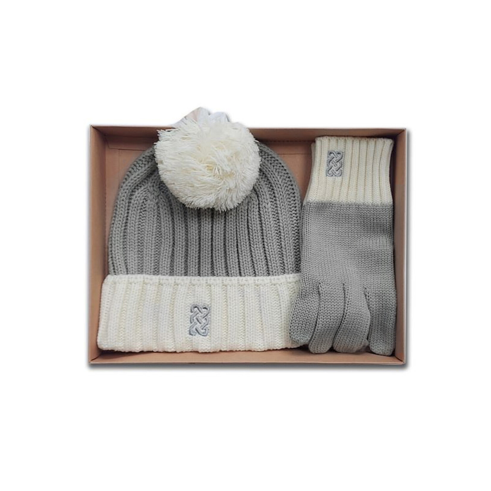 ACCESSORIES PF GREY/CREAM HAT & GLOVE SET