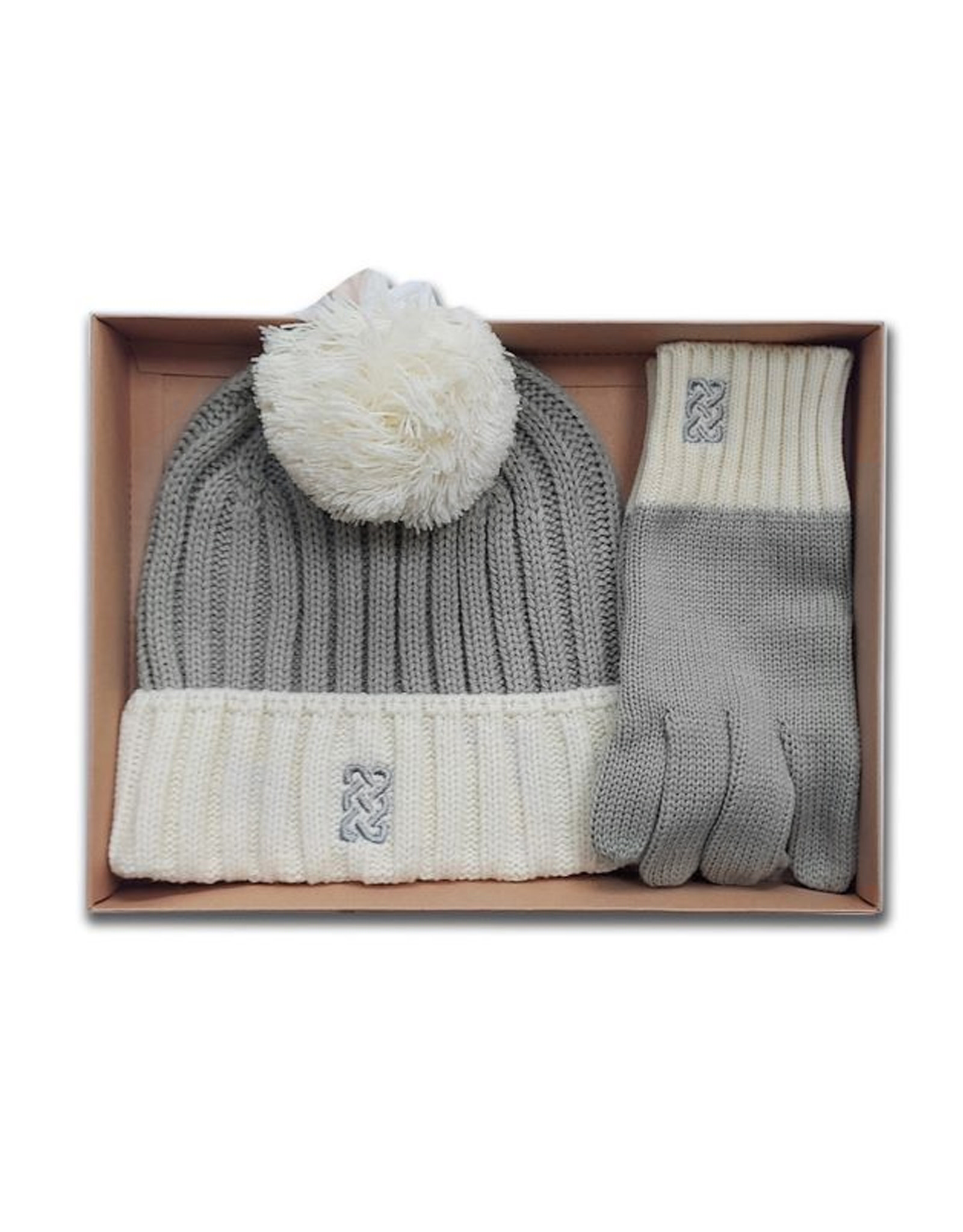 ACCESSORIES PF GREY/CREAM HAT & GLOVE SET