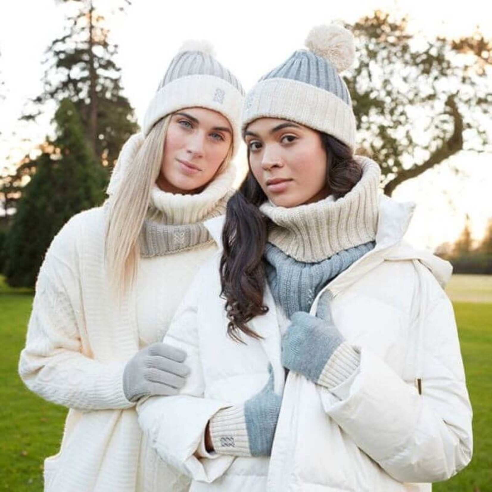 ACCESSORIES PF GREY/CREAM MELANGE RIB KNIT SNOOD