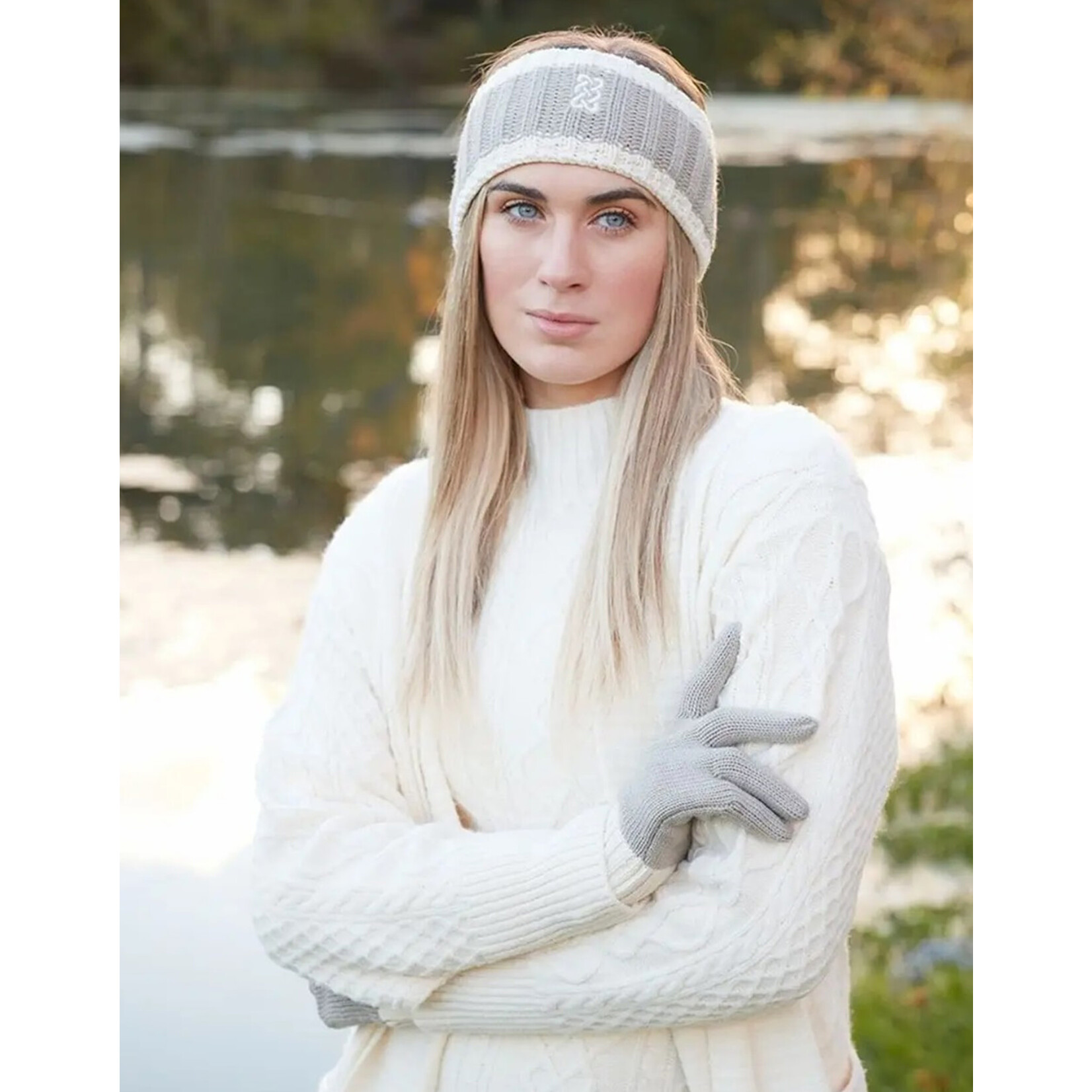 ACCESSORIES PF TAUPE/CREAM SOLID RIB KNIT HEADBAND