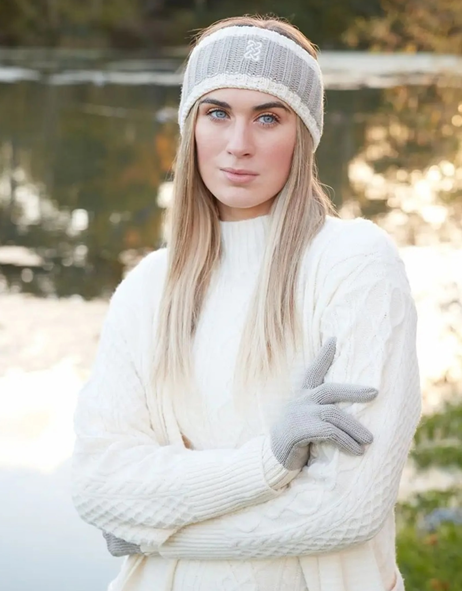 ACCESSORIES PF TAUPE/CREAM SOLID RIB KNIT HEADBAND
