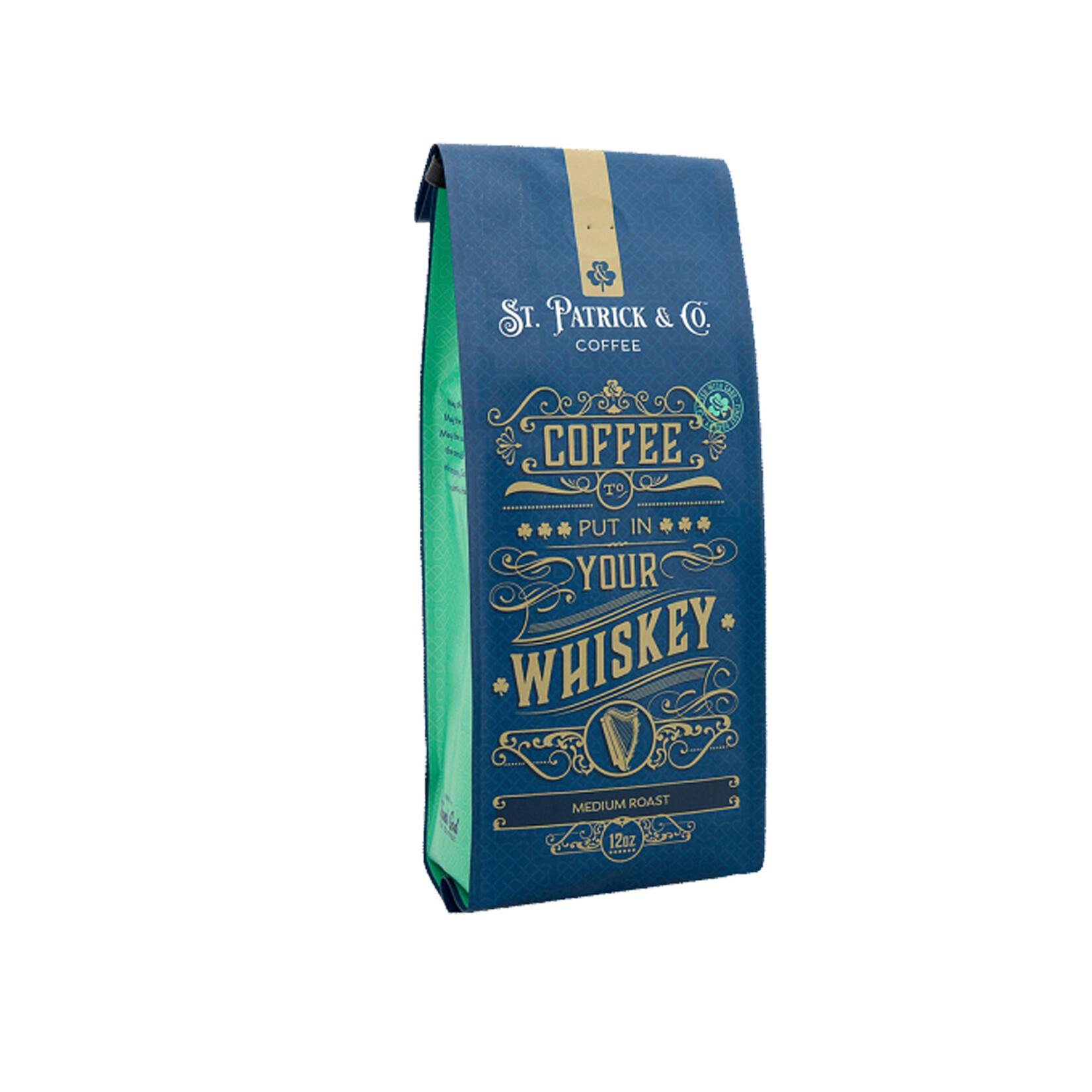 COFFEE St PAT & Co: GROUND COFFEE FOR YOUR WHISKEY - MED ROAST (12oz)