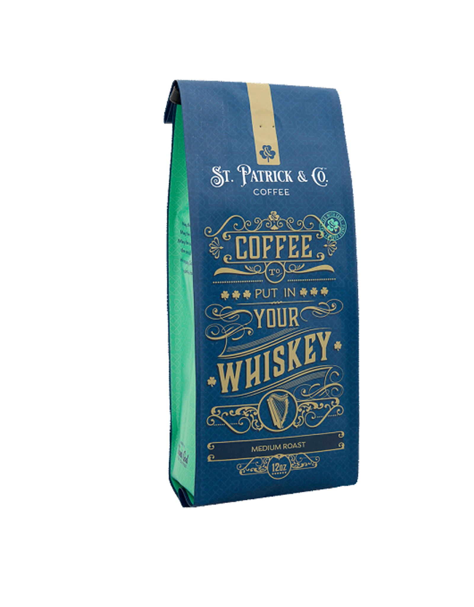 COFFEE St PAT & Co: GROUND COFFEE FOR YOUR WHISKEY - MED ROAST (12oz)