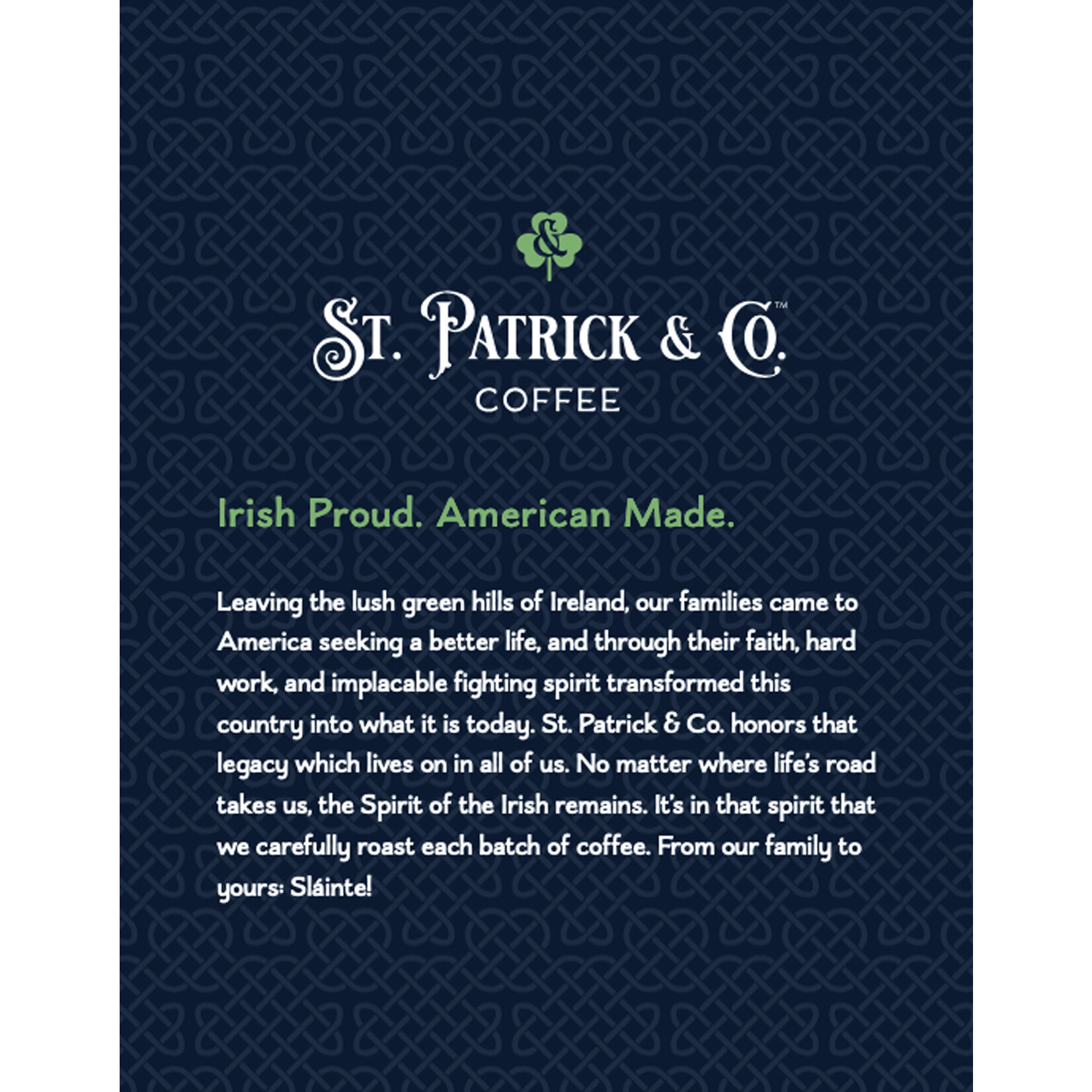 COFFEE St PAT & Co: GROUND COFFEE FOR YOUR WHISKEY - MED ROAST (12oz)