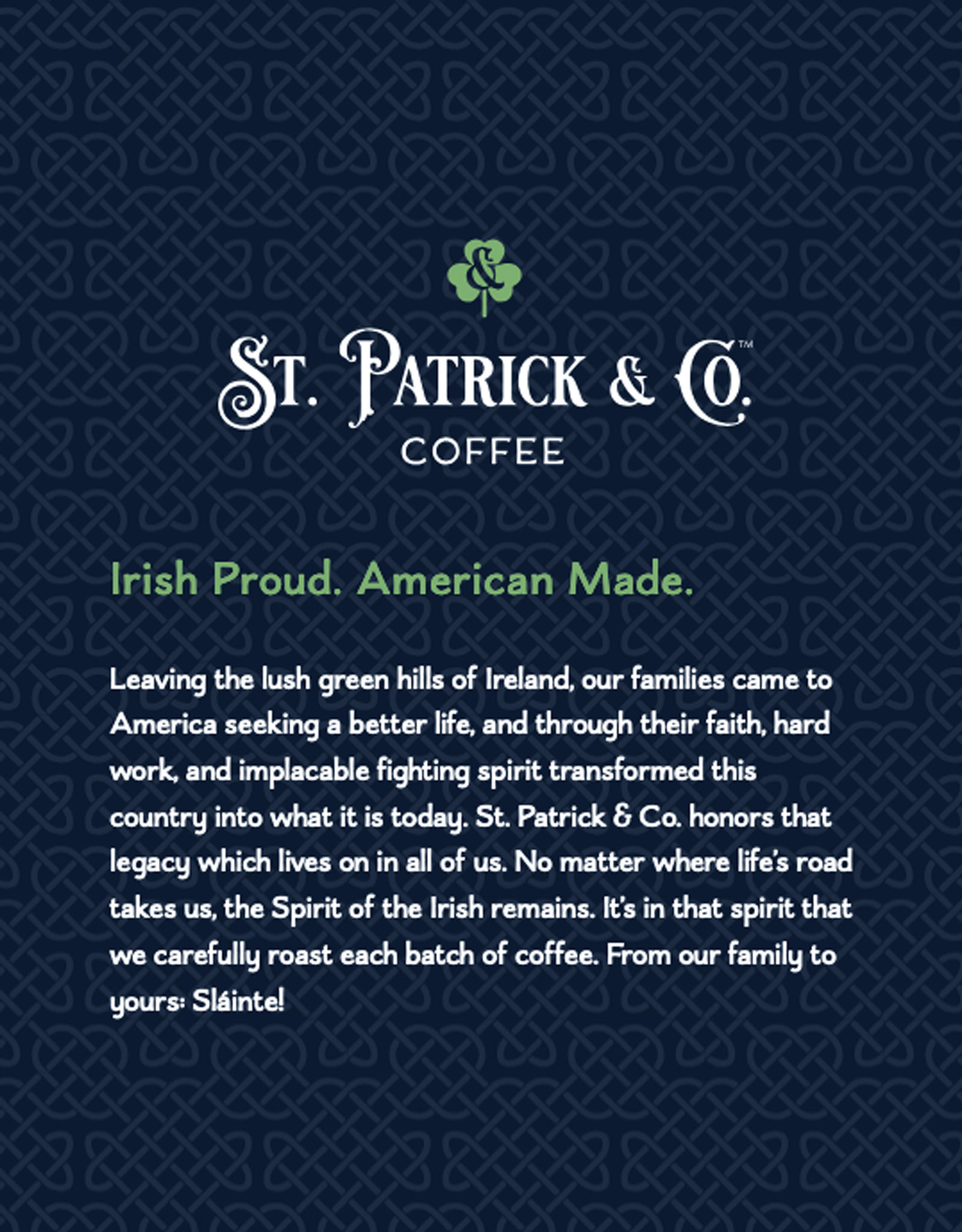 COFFEE St PAT & Co: GROUND COFFEE FOR YOUR WHISKEY - MED ROAST (12oz)