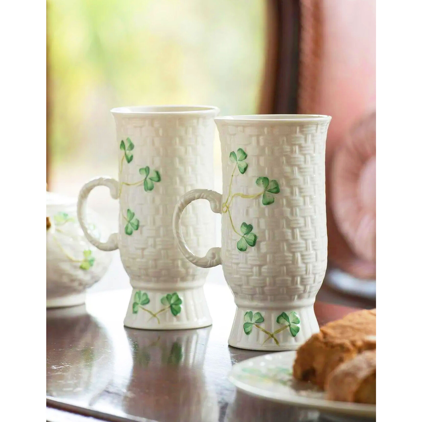 KITCHEN & ACCESSORIES BELLEEK CLASSIC SHAMROCK IRISH COFFEE MUG PAIR