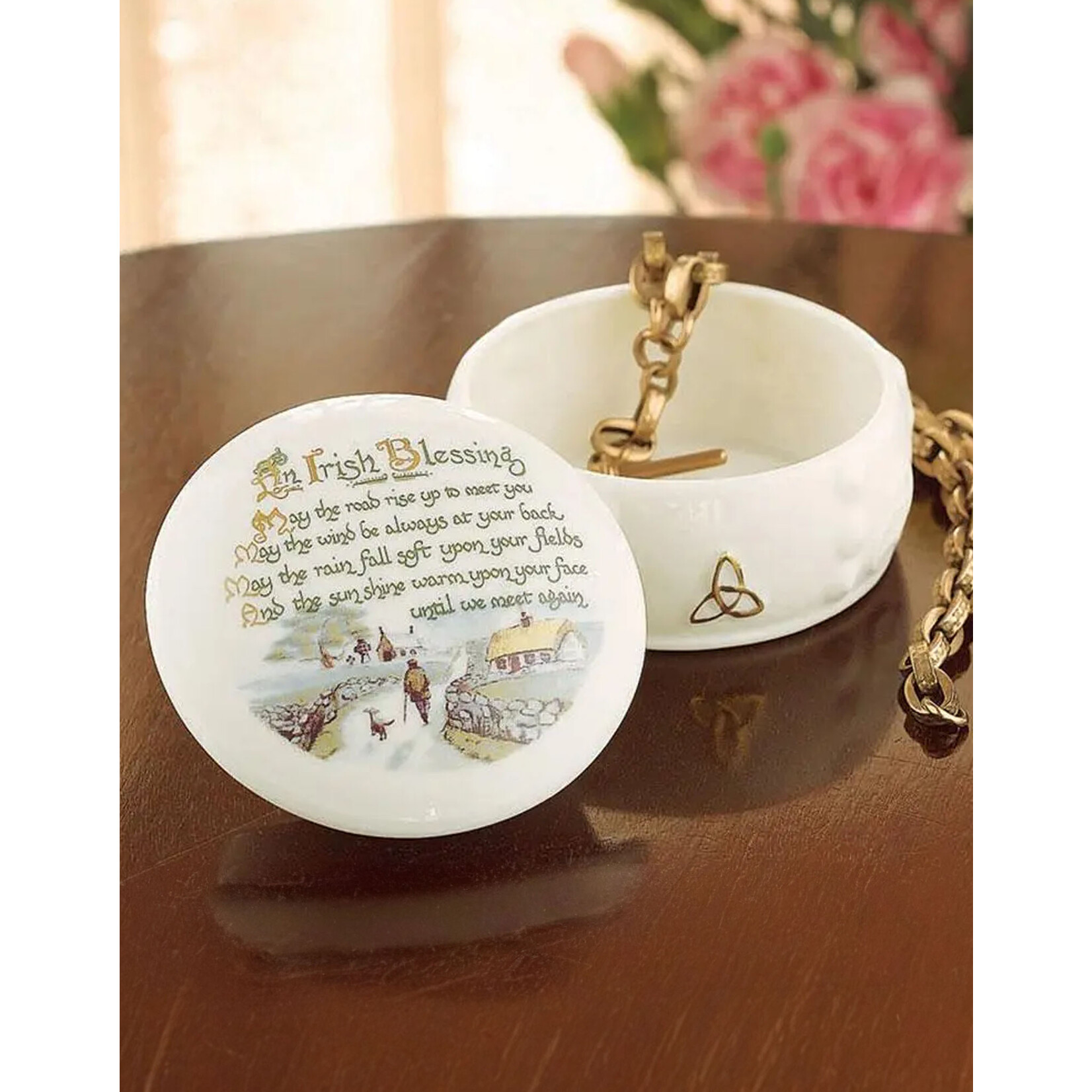 GIFTWARE BELLEEK IRISH BLESSING TRINKET BOX