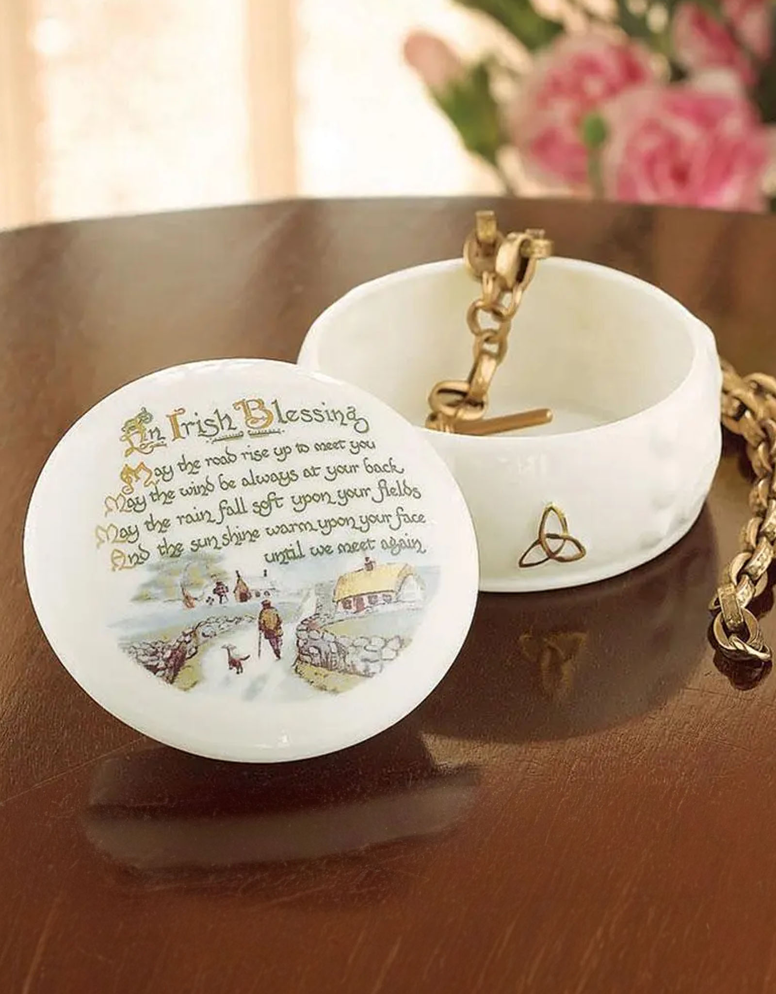 GIFTWARE BELLEEK IRISH BLESSING TRINKET BOX