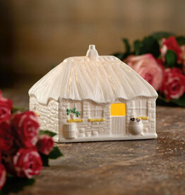 LIMITED EDITION BELLEEK IRISH THATCHED COTTAGE LED VOTIVE - SIGNING PIECE