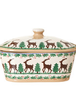 HOLIDAY NICHOLAS MOSSE COVERED BUTTER DISH - Reindeer