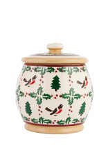 HOLIDAY NICHOLAS MOSSE SML ROUND LIDDED JAR - Winter Robin