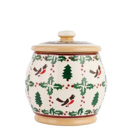 HOLIDAY NICHOLAS MOSSE SML ROUND LIDDED JAR - Winter Robin