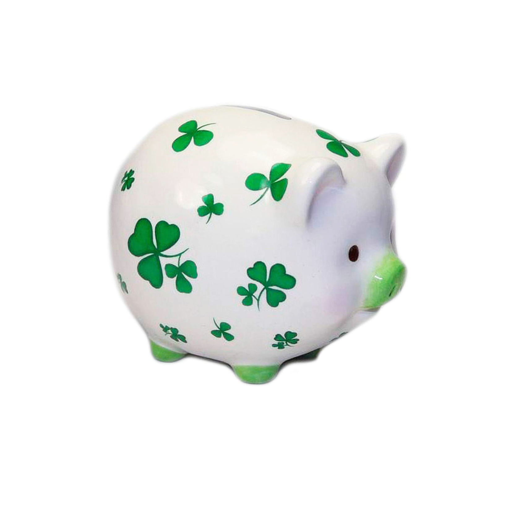 DECOR ROLLY-POLLY PIGGY BANK with SHAMROCKS